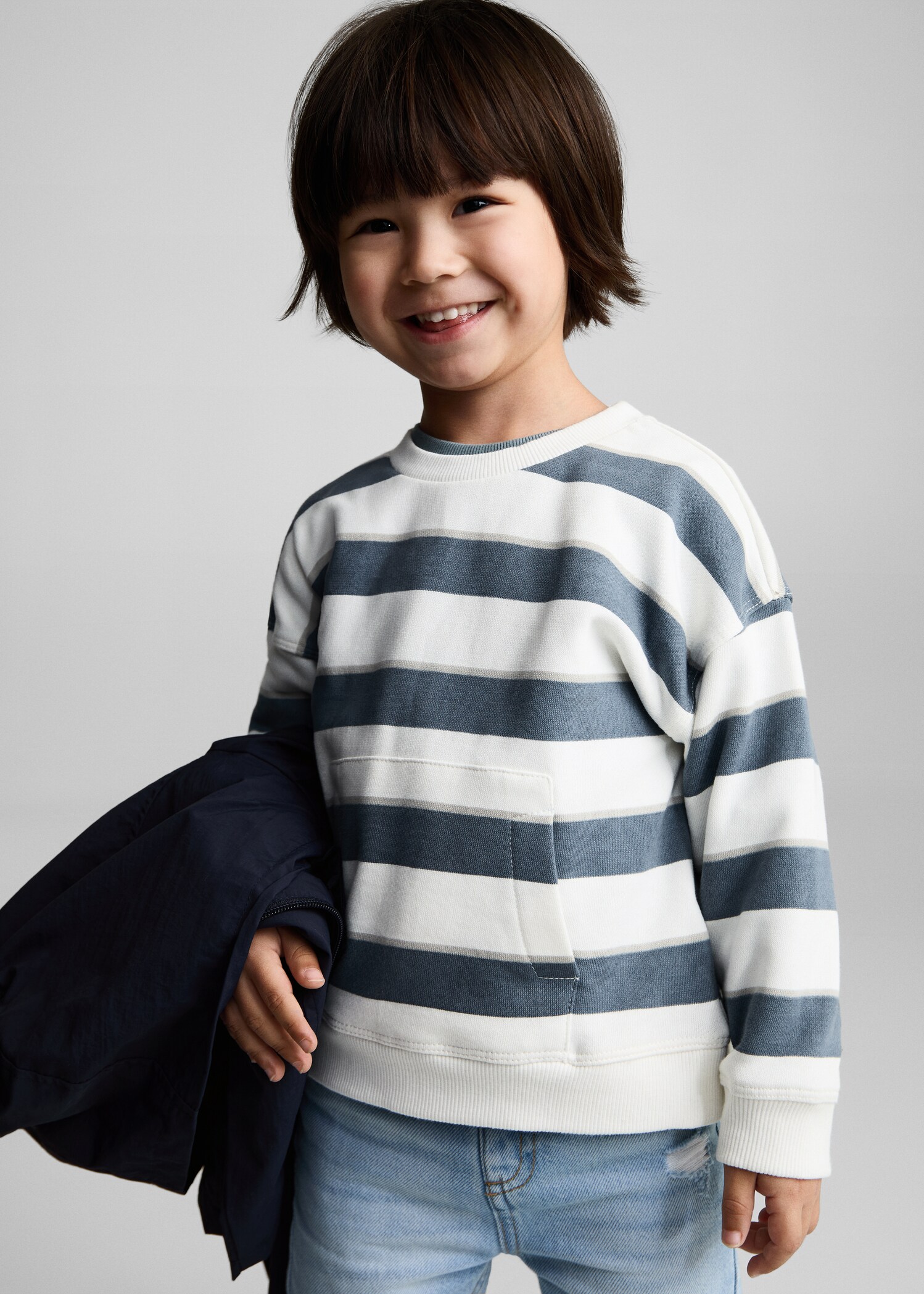 Striped cotton-blend sweatshirt - Medium plane