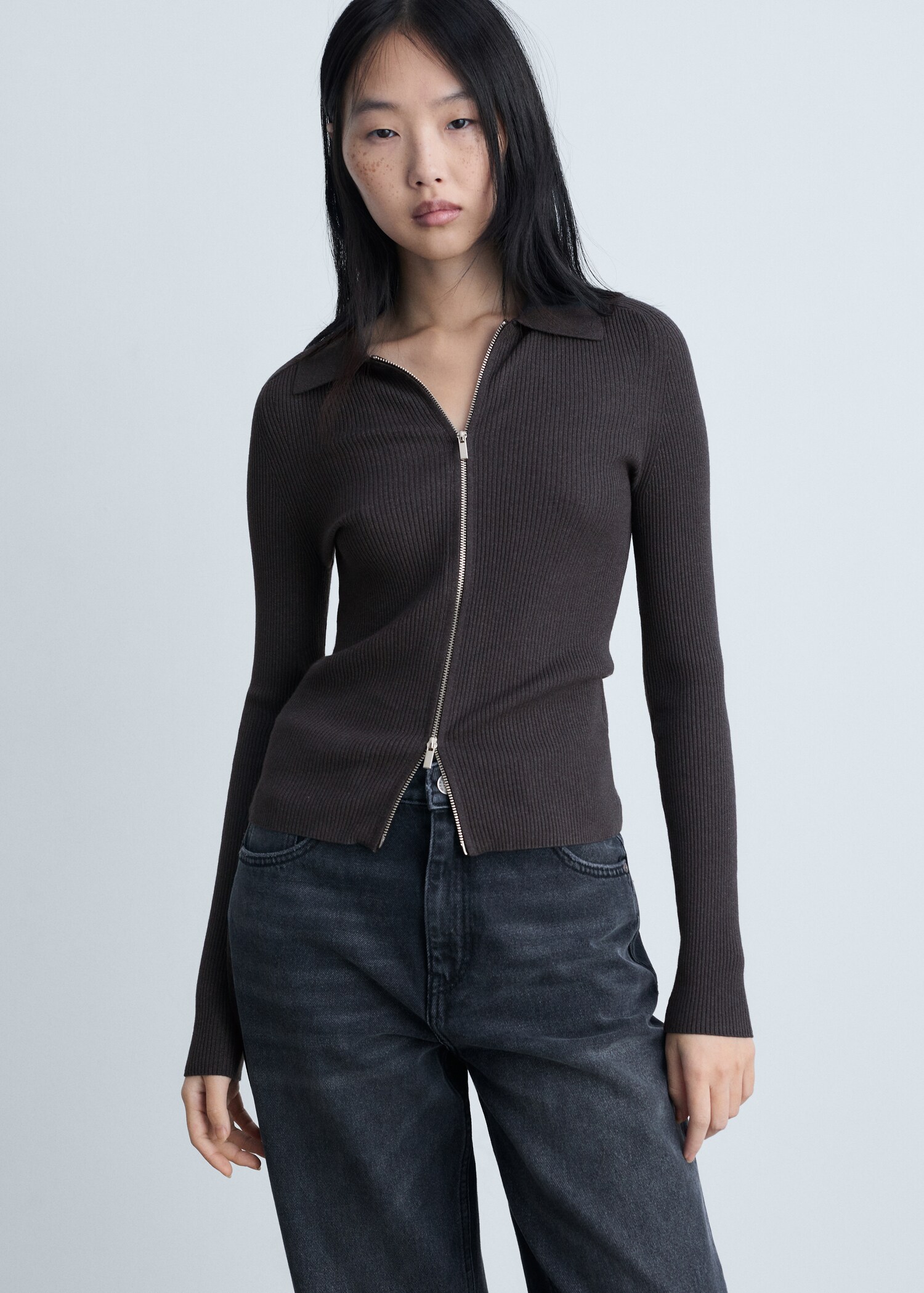 Zipped knit cardigan - Medium plane