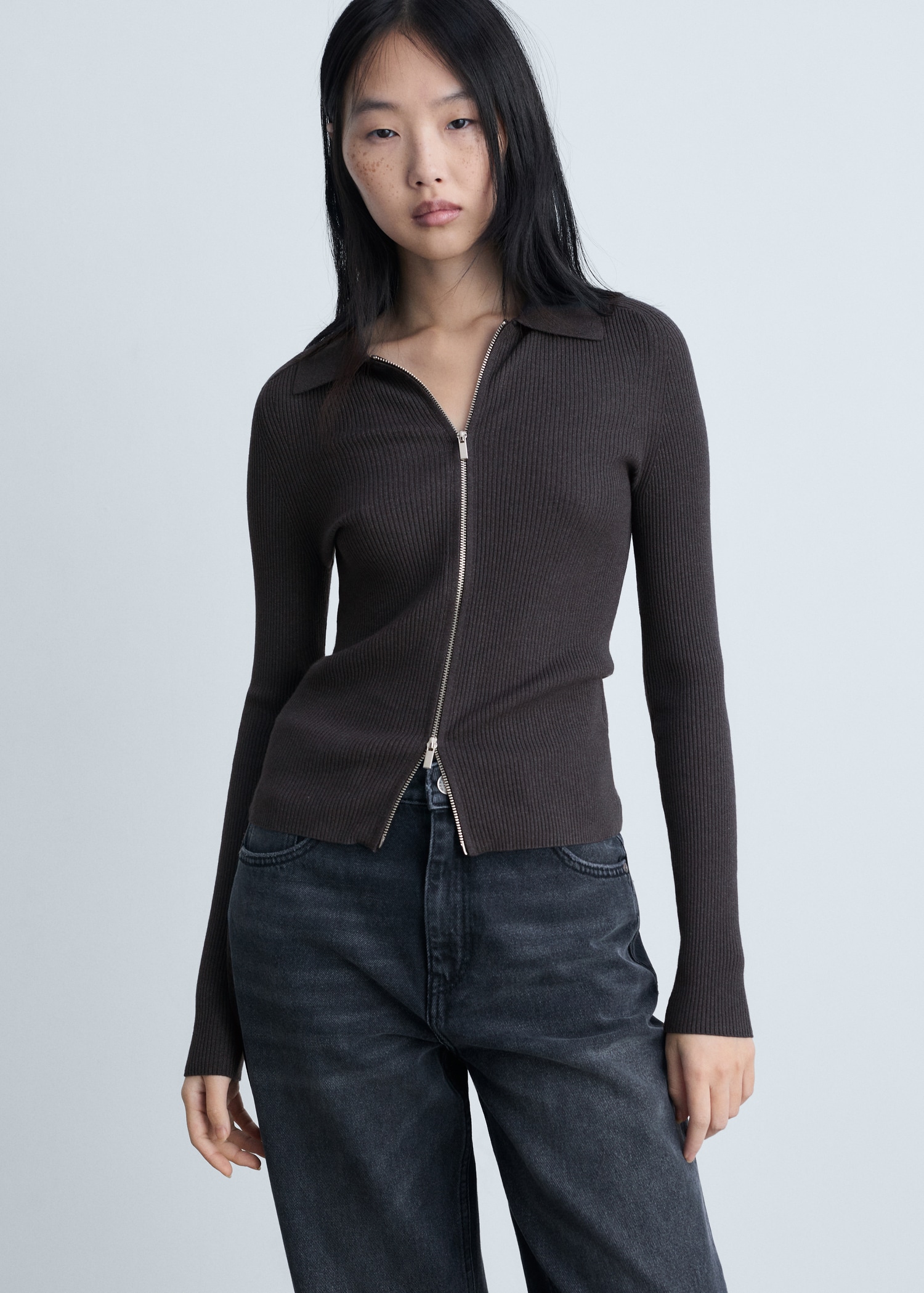 Zipped knit cardigan - Main Image