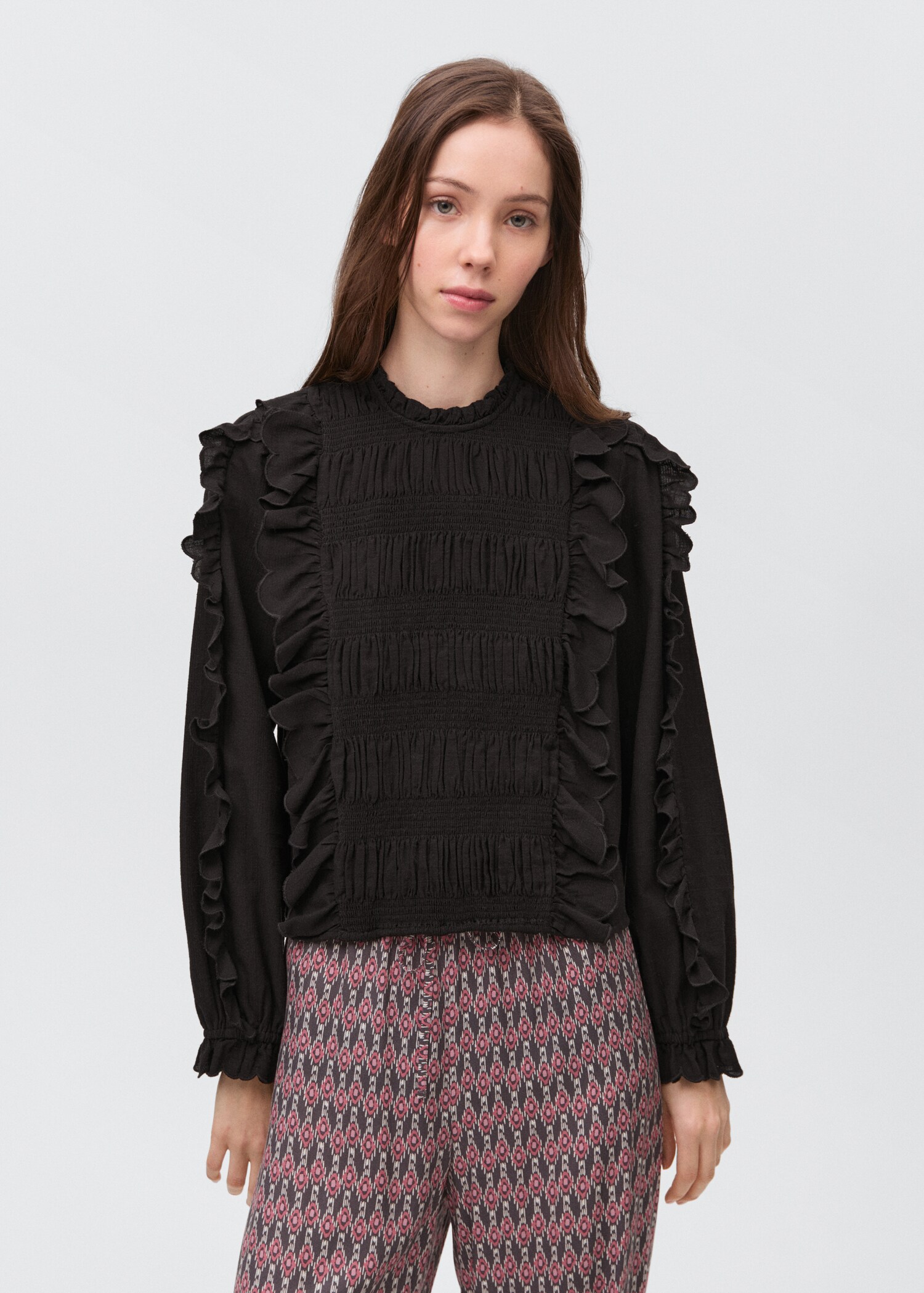Ruched blouse with ruffles - Medium plane