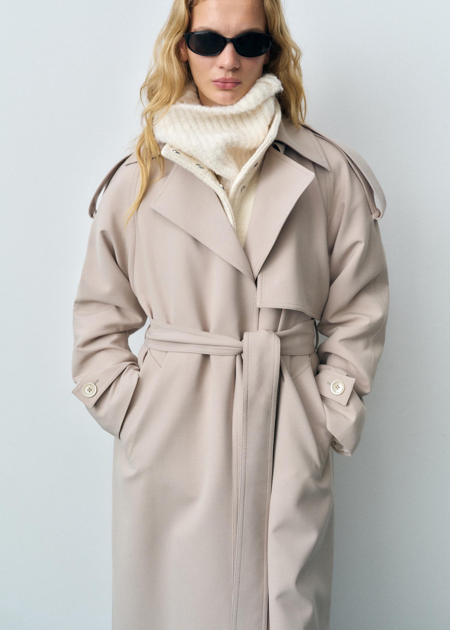 Trench Coat Mango Grauer Wollmantel Damen Mantel Mango Grauer