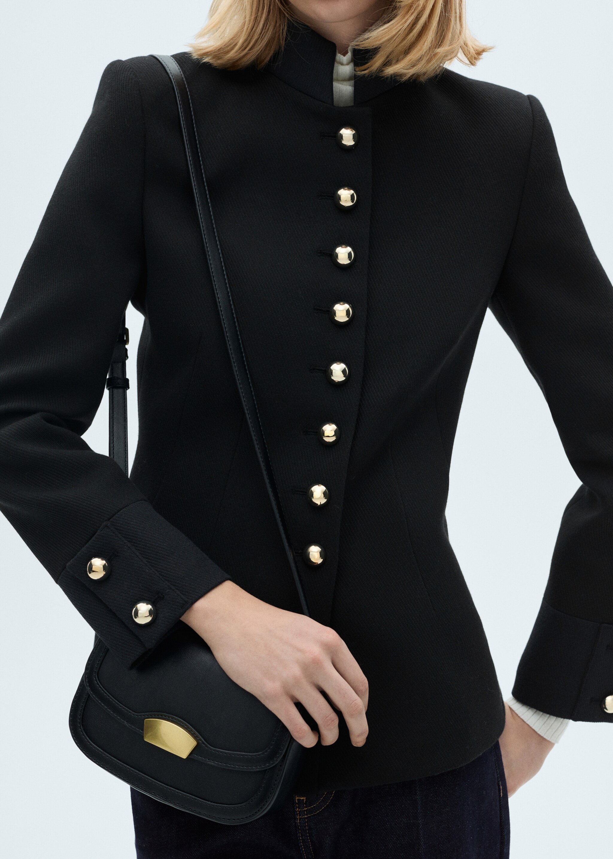 Jacket with jewel-button strip collar - Details of the article 6