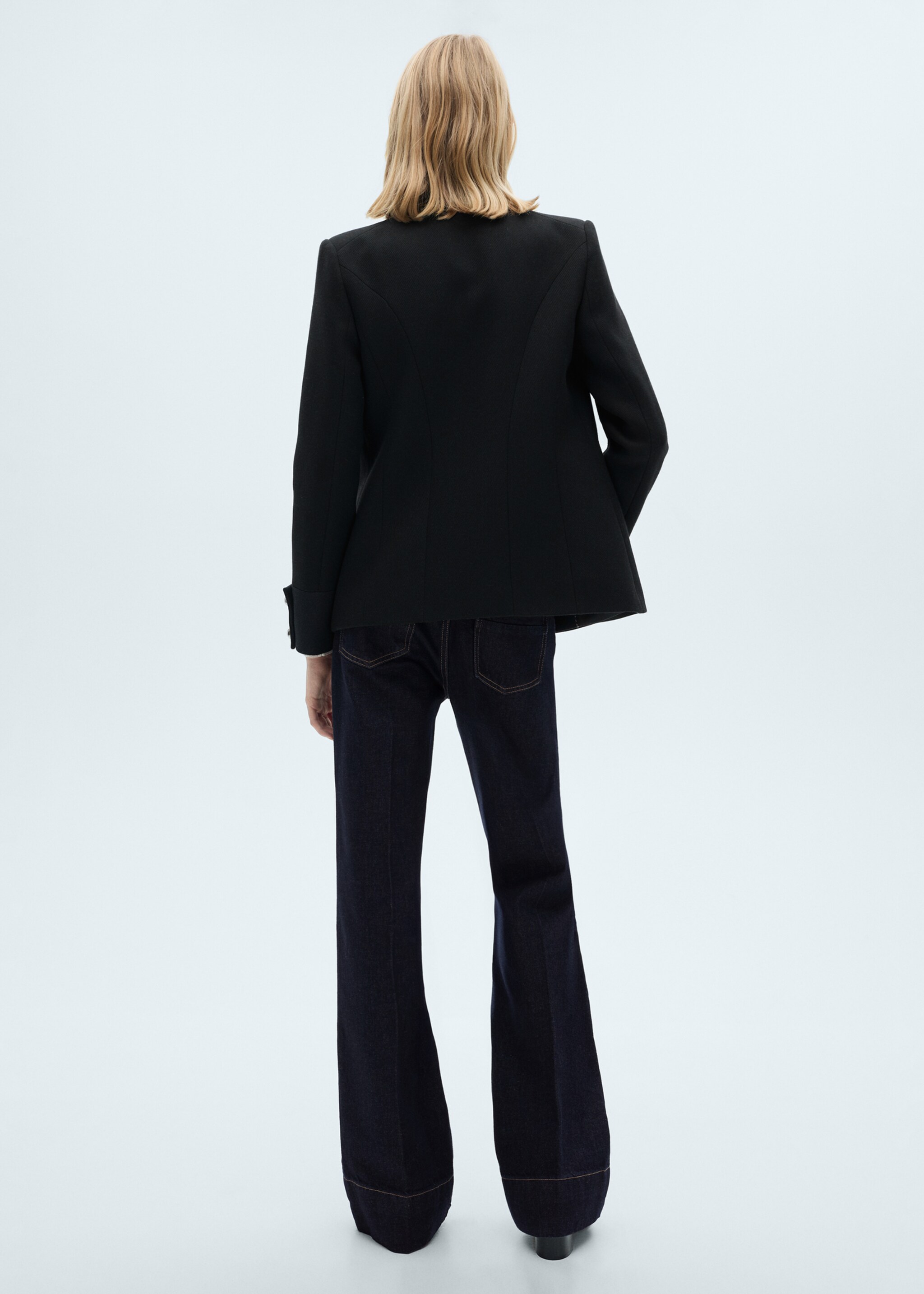 Jacket with jewel-button strip collar - Reverse of the article