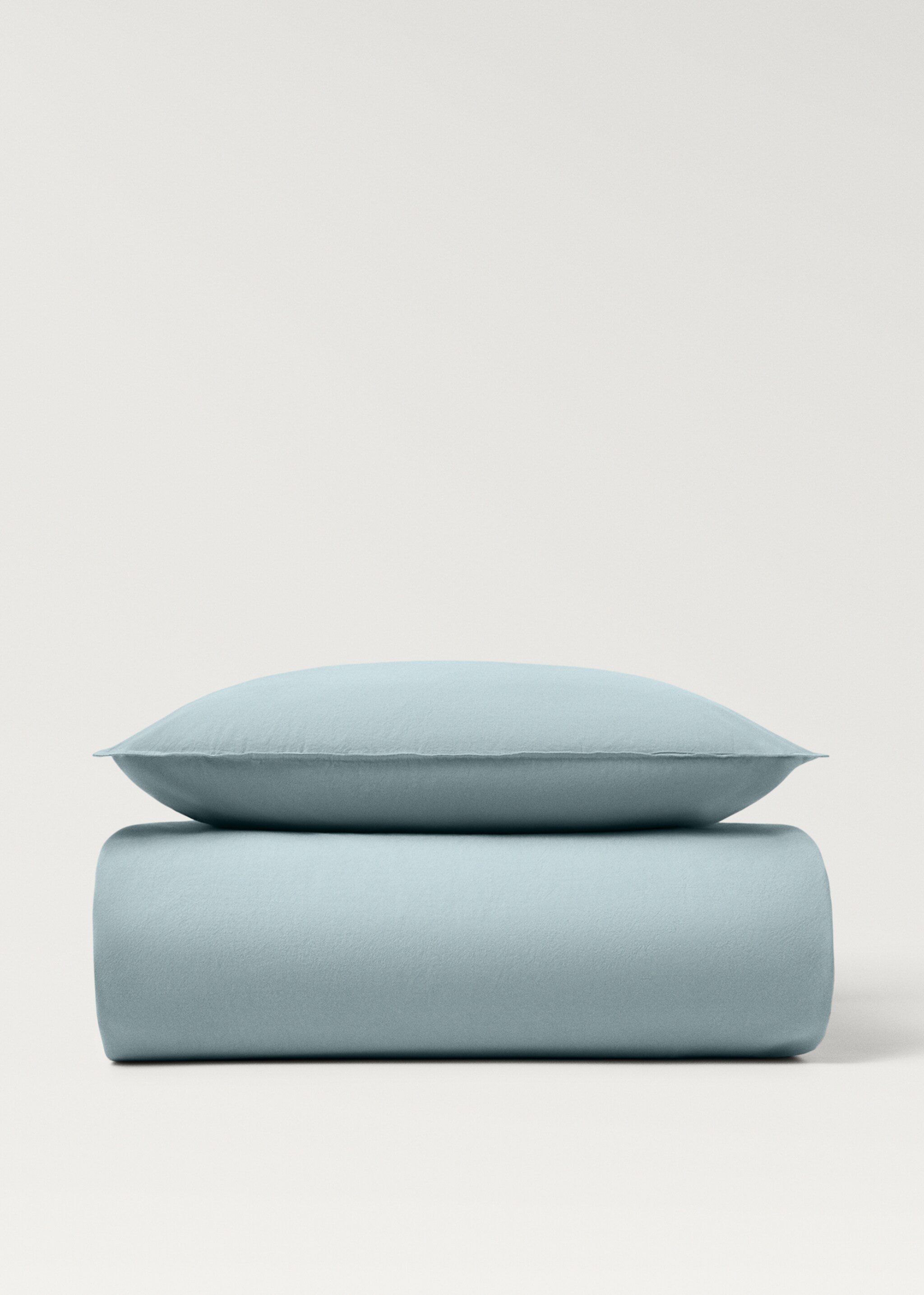 Children’s washed cotton double-stitched duvet cover for cot - Article without model, Aqua Green. Ref: 87093316-00.