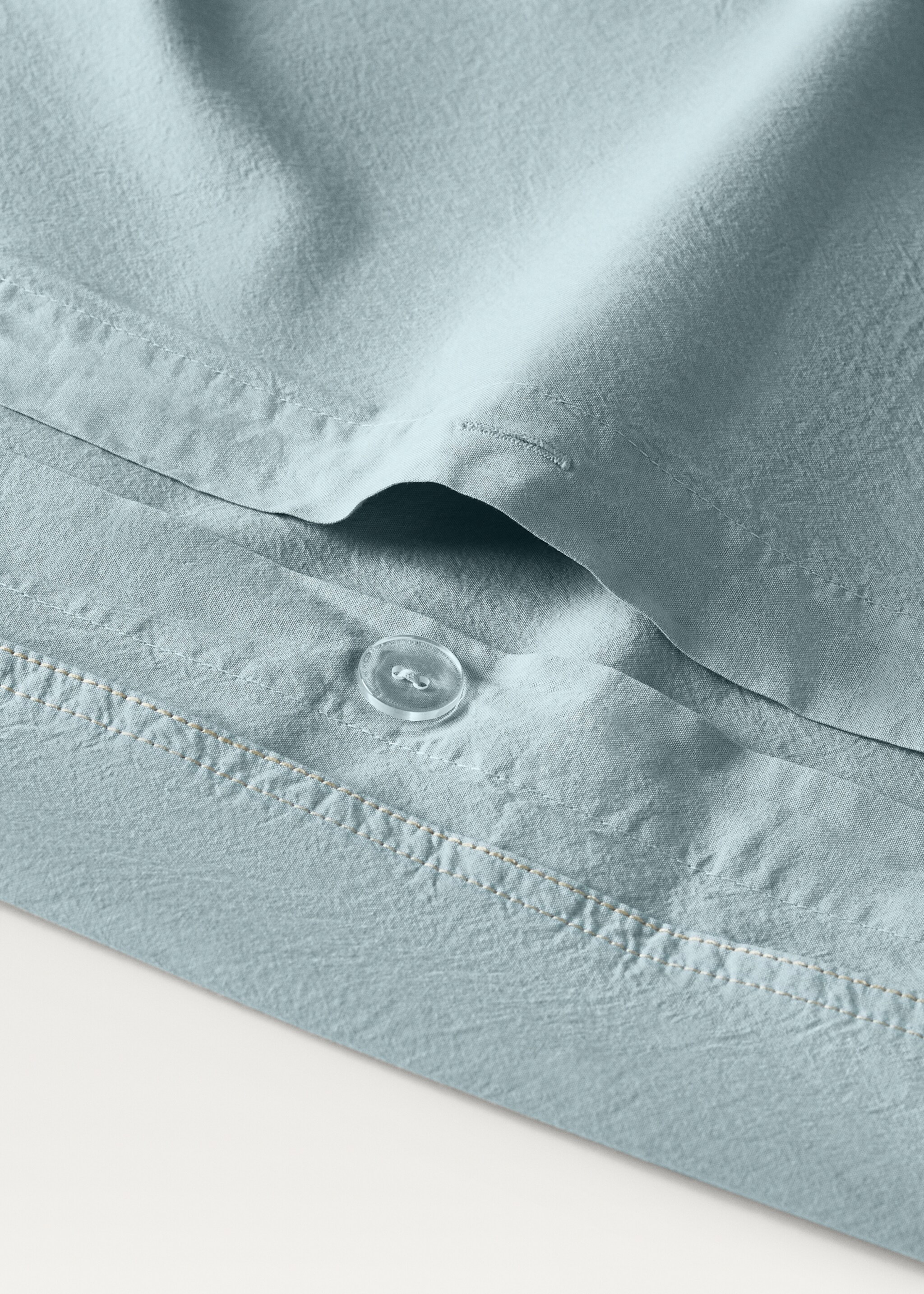 Children’s washed cotton double-stitched duvet cover for cot - Details of the article 1, Aqua Green. Ref: 87093316-00.