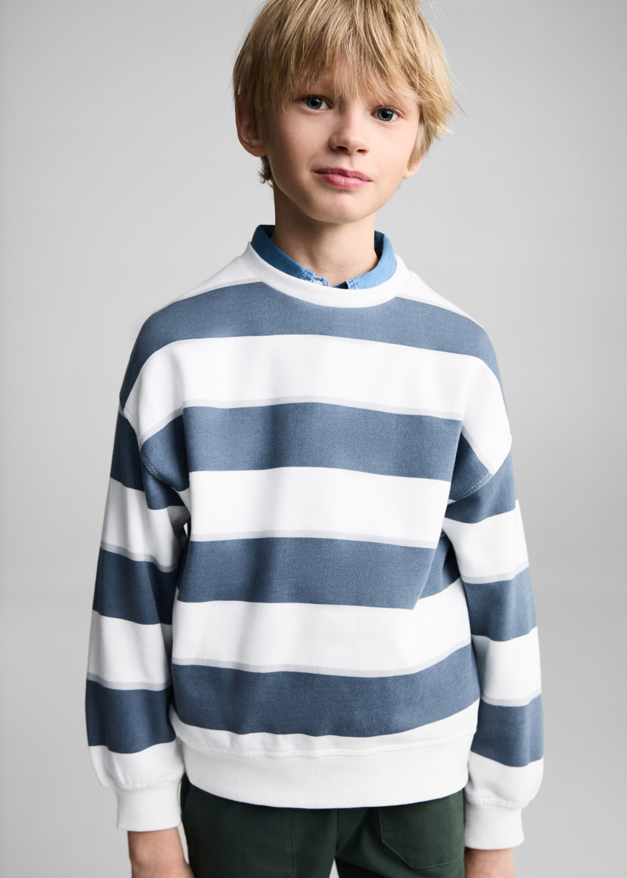 Striped cotton-blend sweatshirt - Medium plane