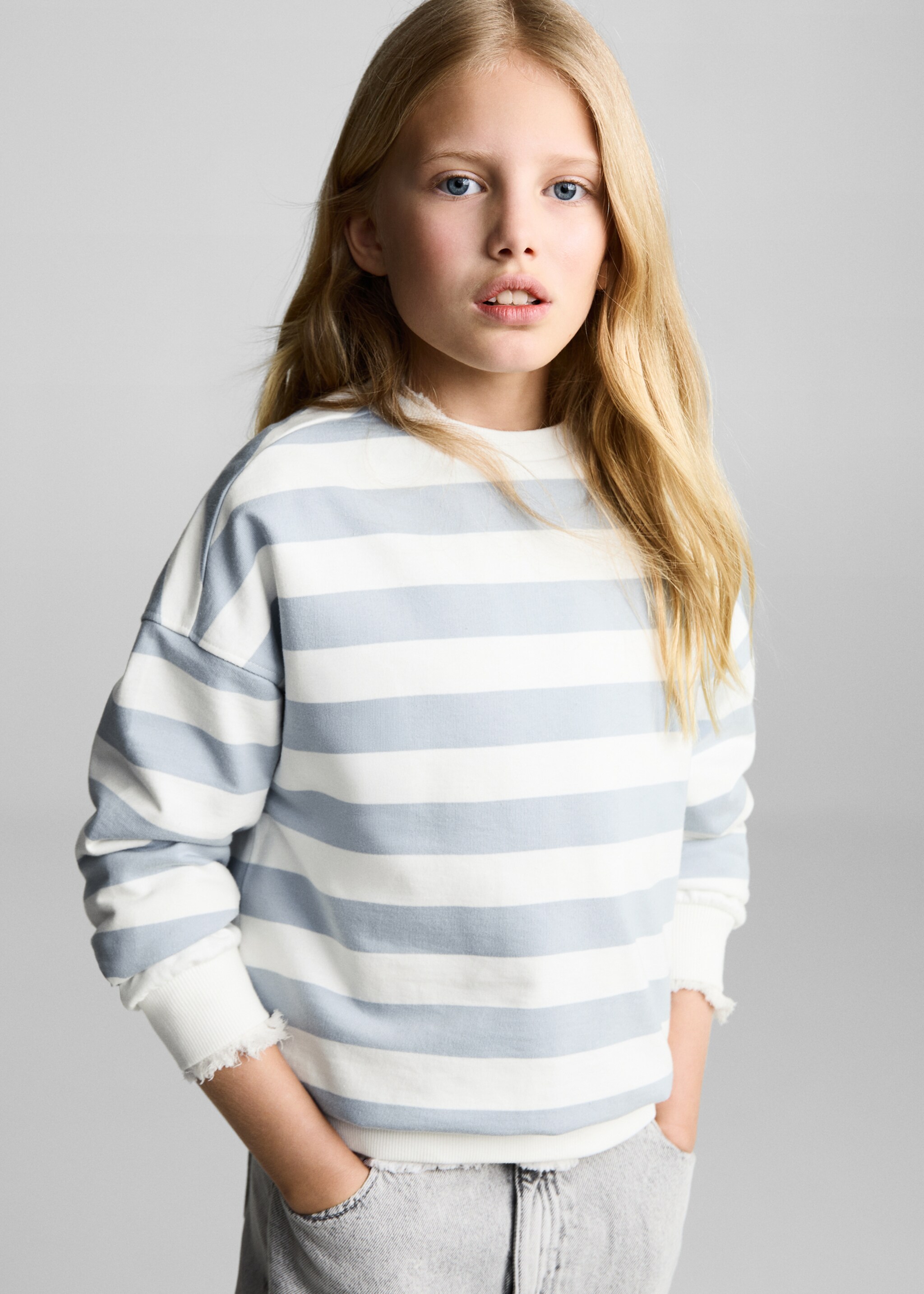 Sudadera algodón rayas - Plano medio