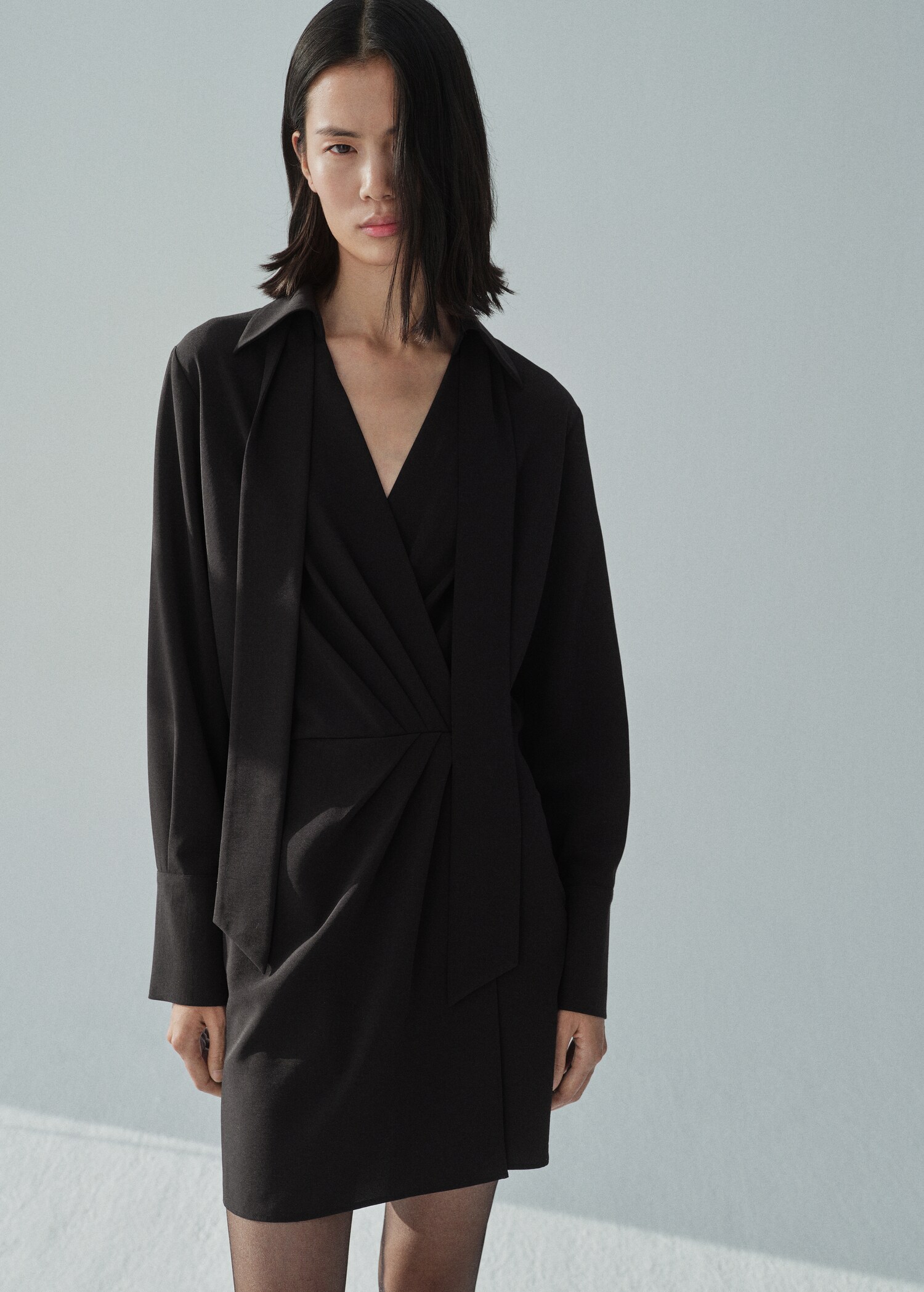 Wrap dress with shirt collar - Medium plane
