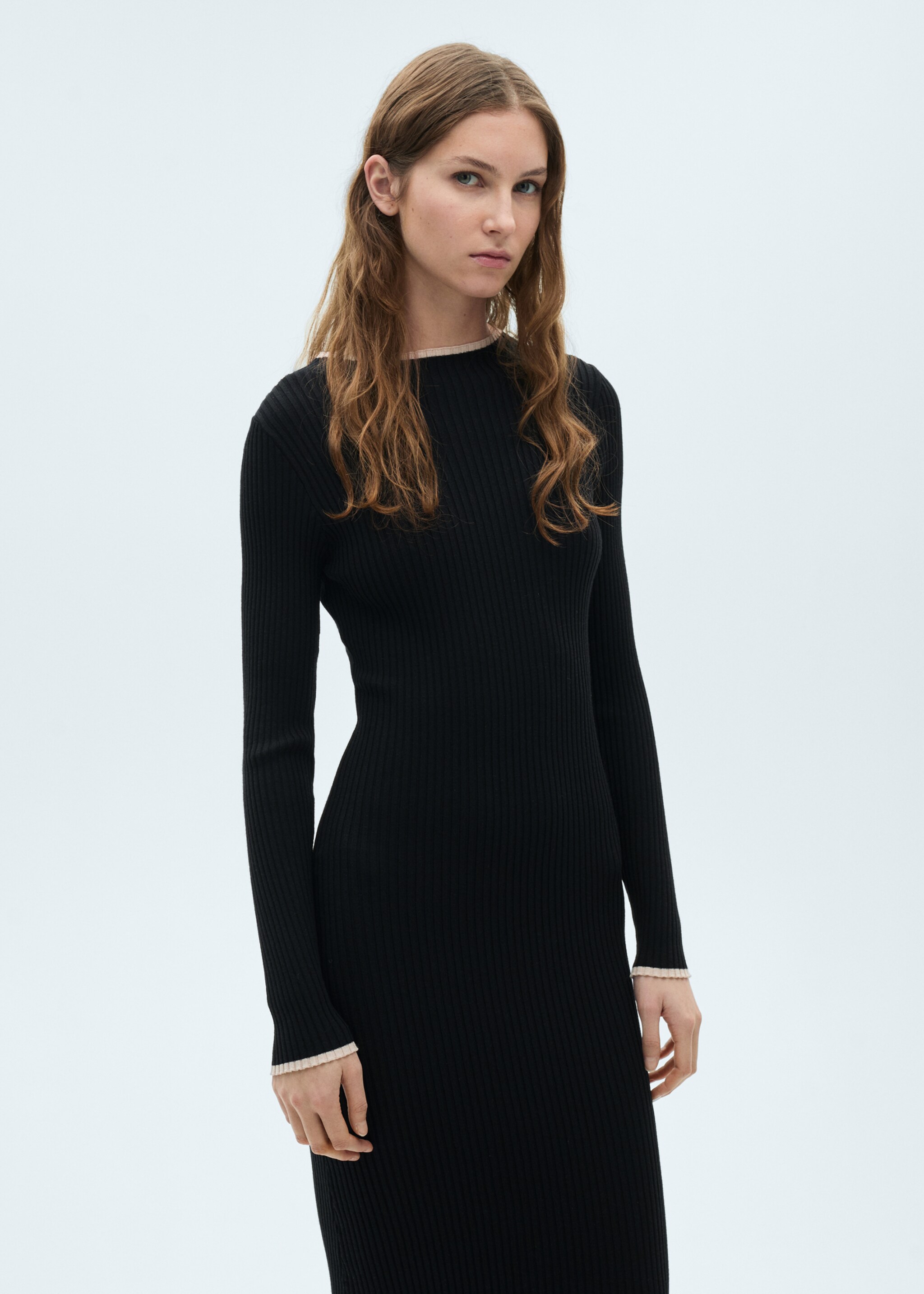 Contrast ribbed knit dress - Medium plane