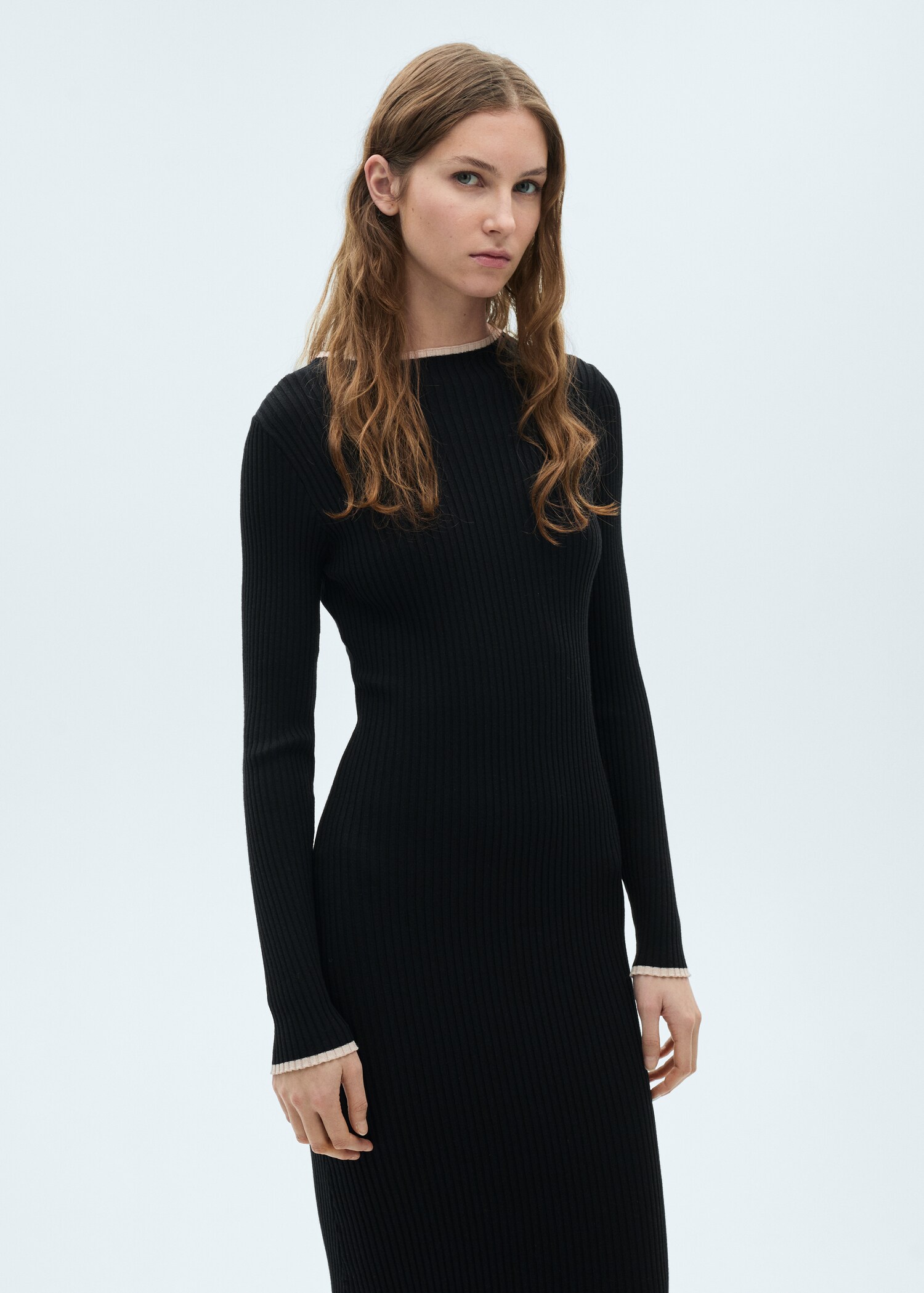 Contrast ribbed knit dress - Medium plane