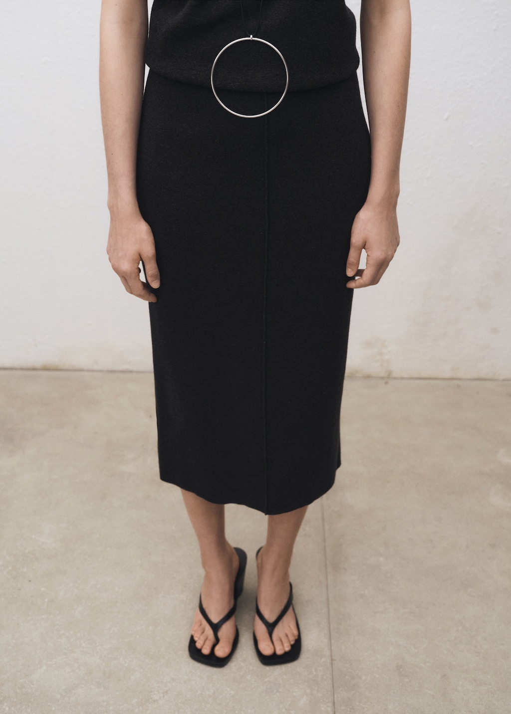 Falda midi mezcla lana