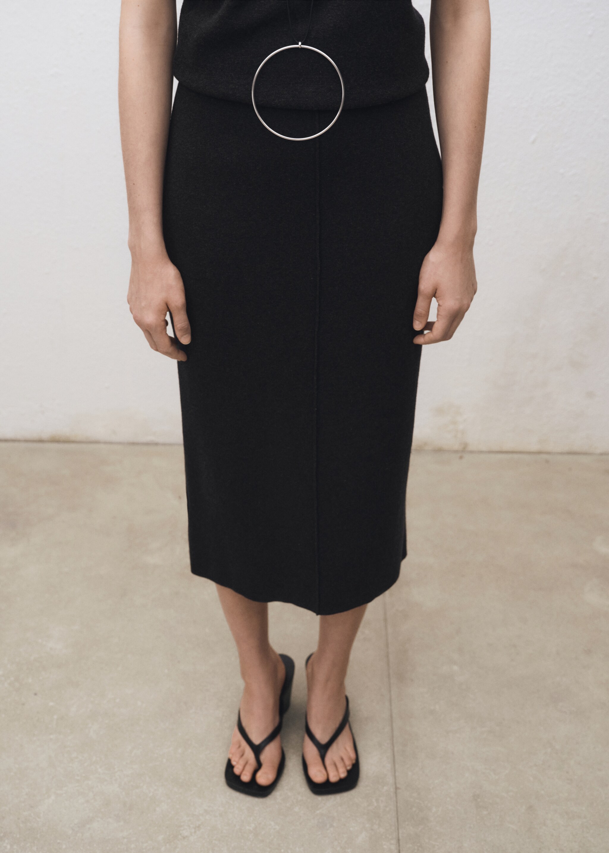 Wool-blend midi-skirt - Medium plane