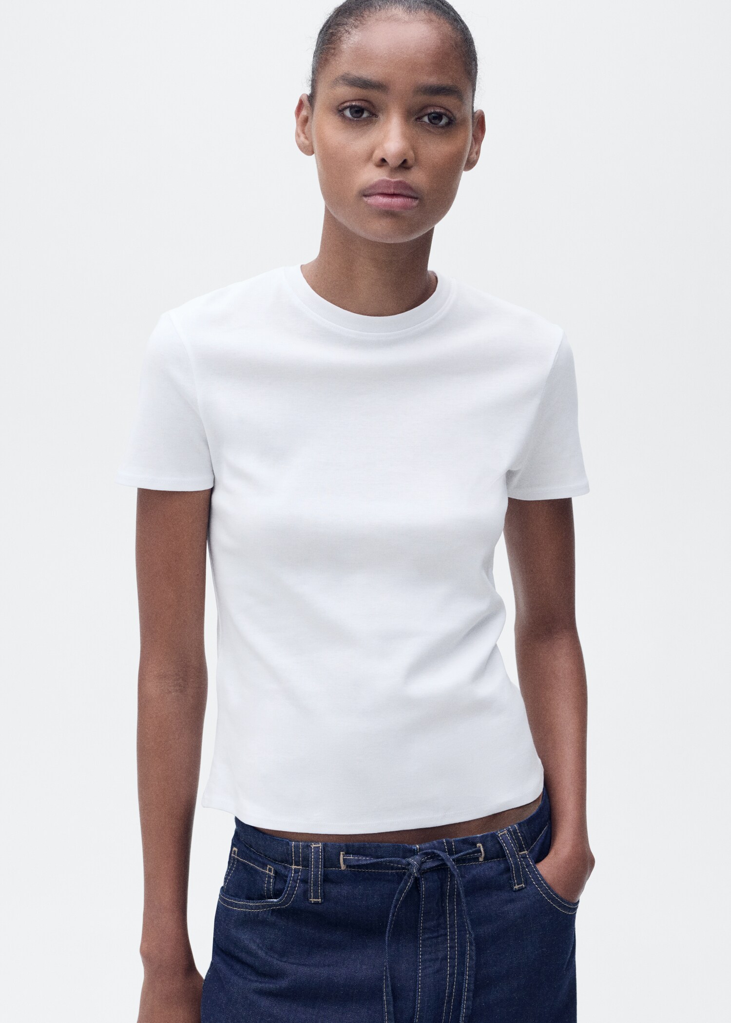 Fitted cotton t-shirt - Medium plane