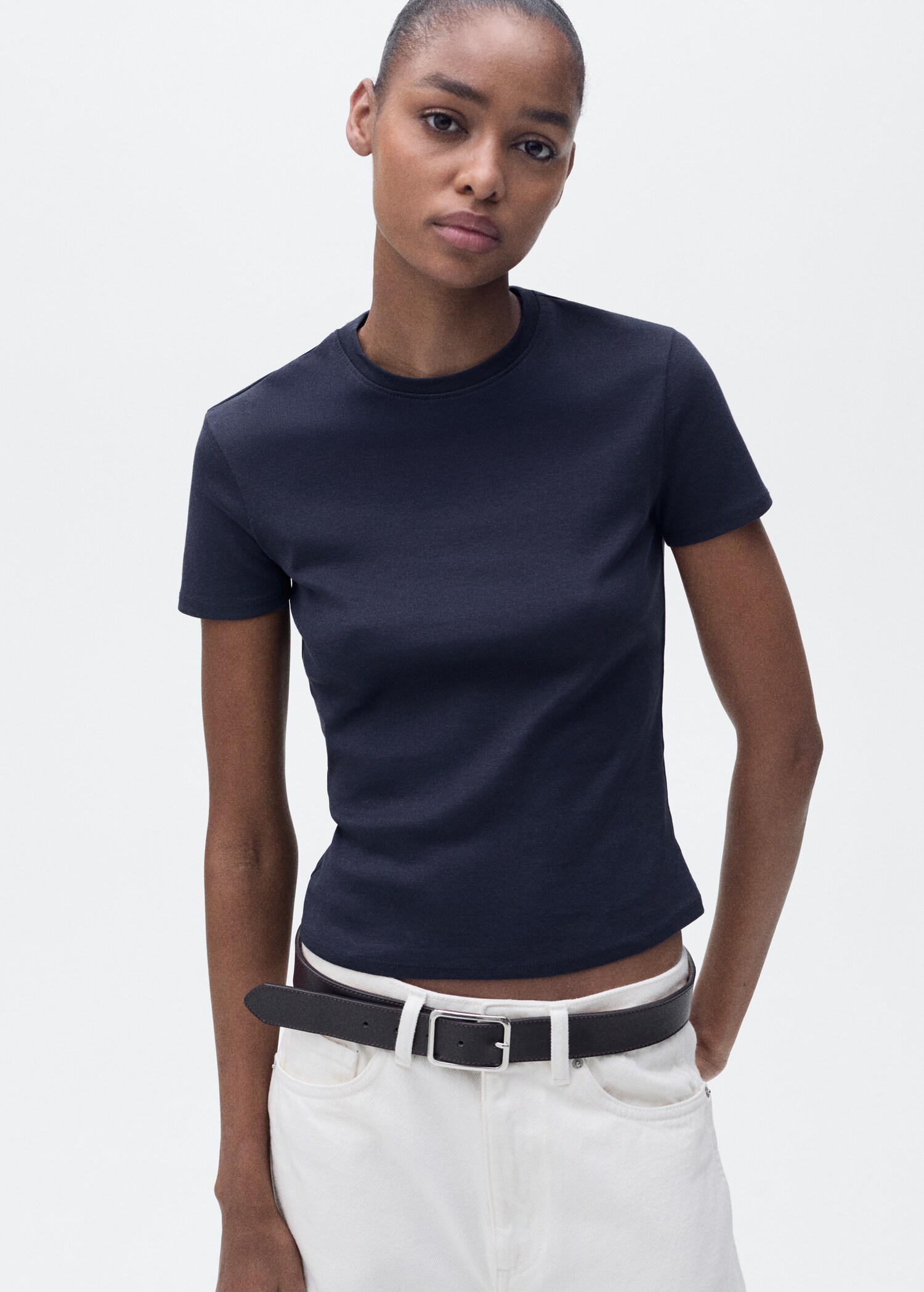 Fitted cotton t-shirt - Medium plane