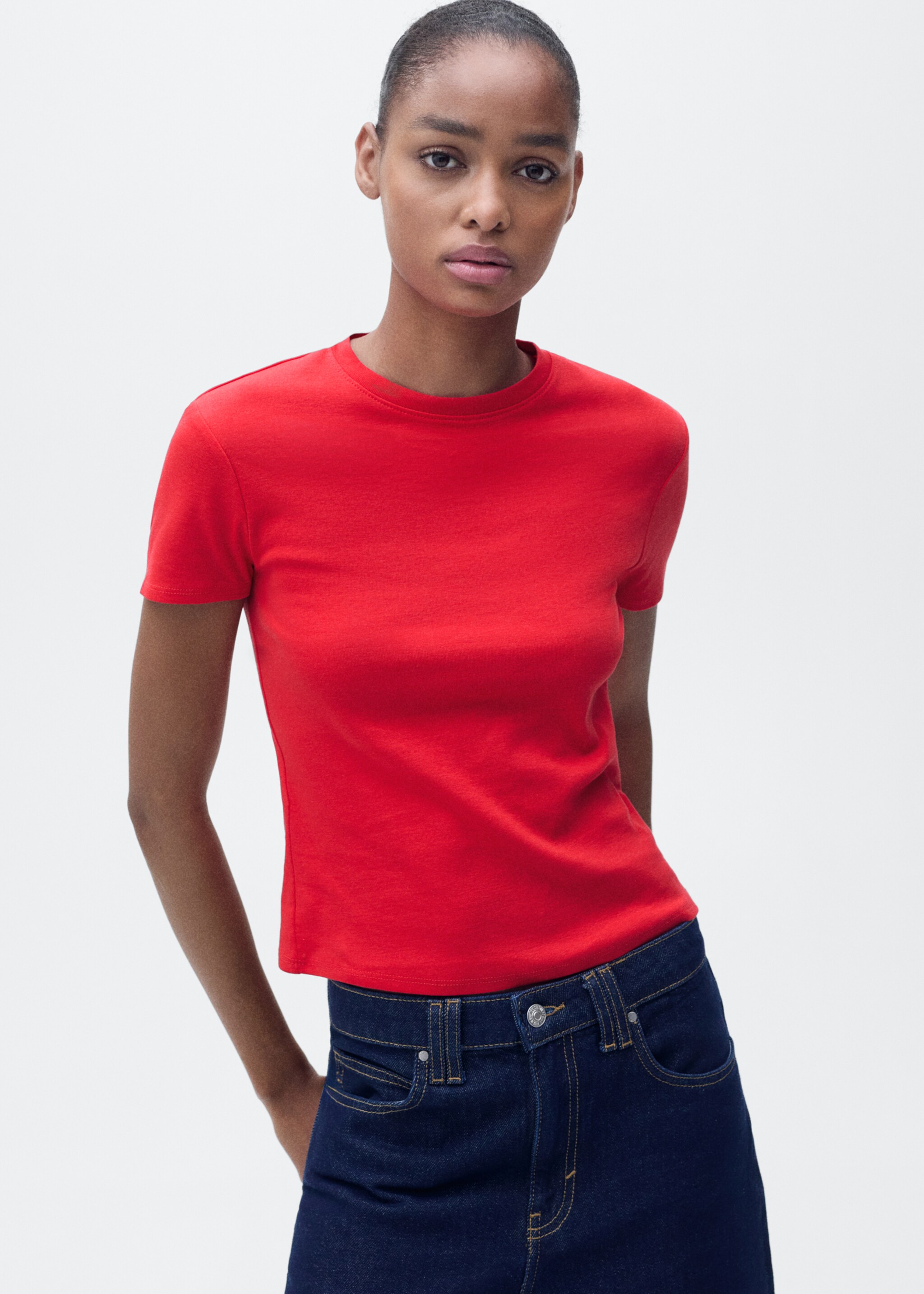 Fitted cotton t-shirt - Medium plane
