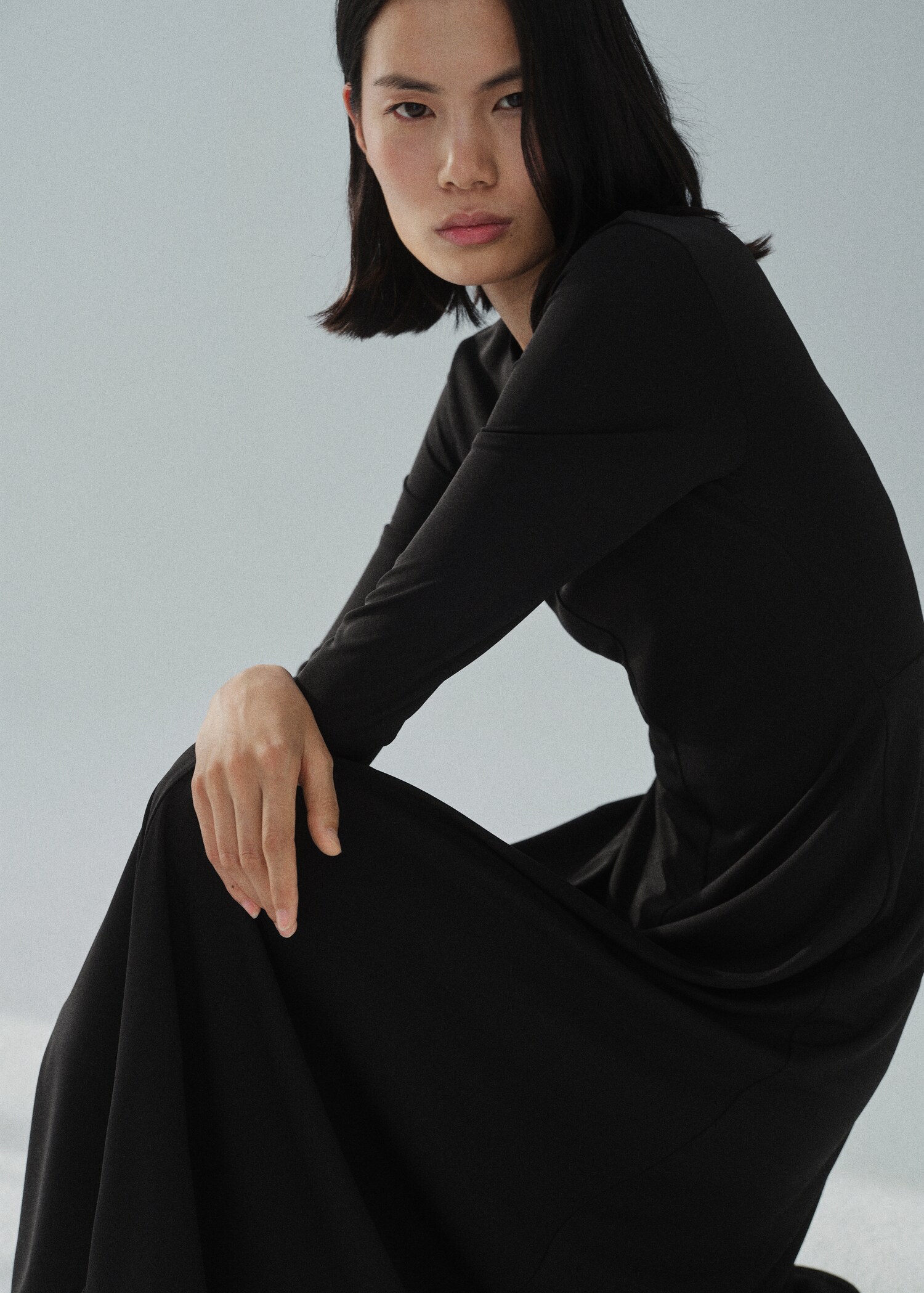 Robe longue évasée en maille - Détail de l'article 1