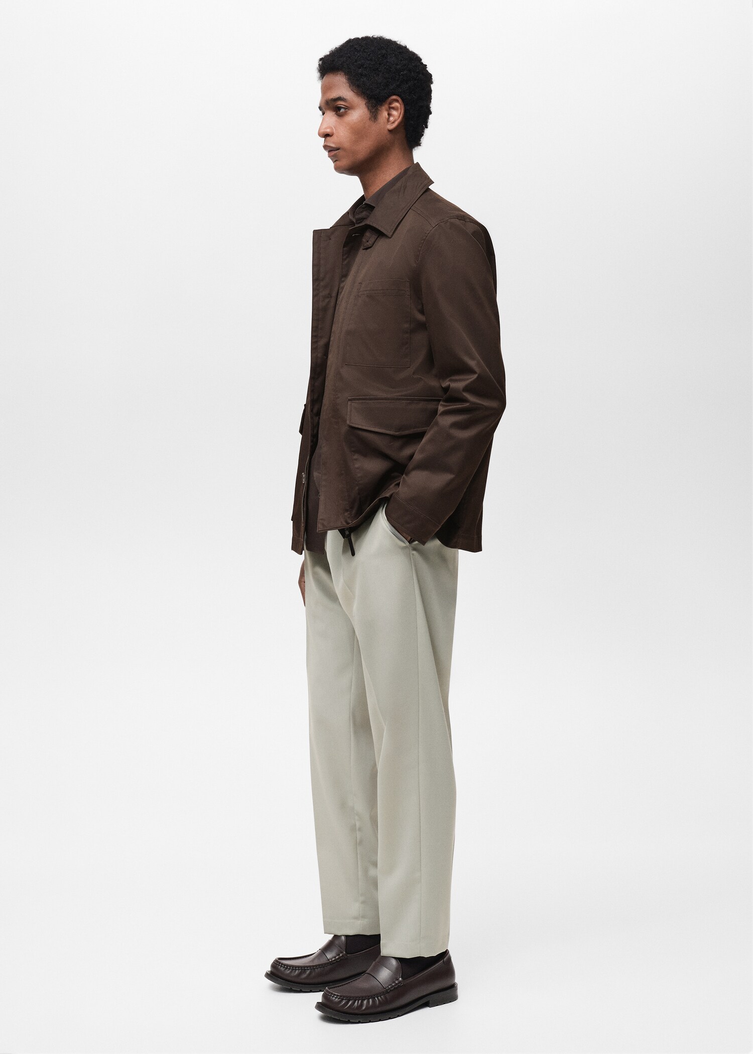 Slim-fit pleated cool wool trousers - Details of the article 2