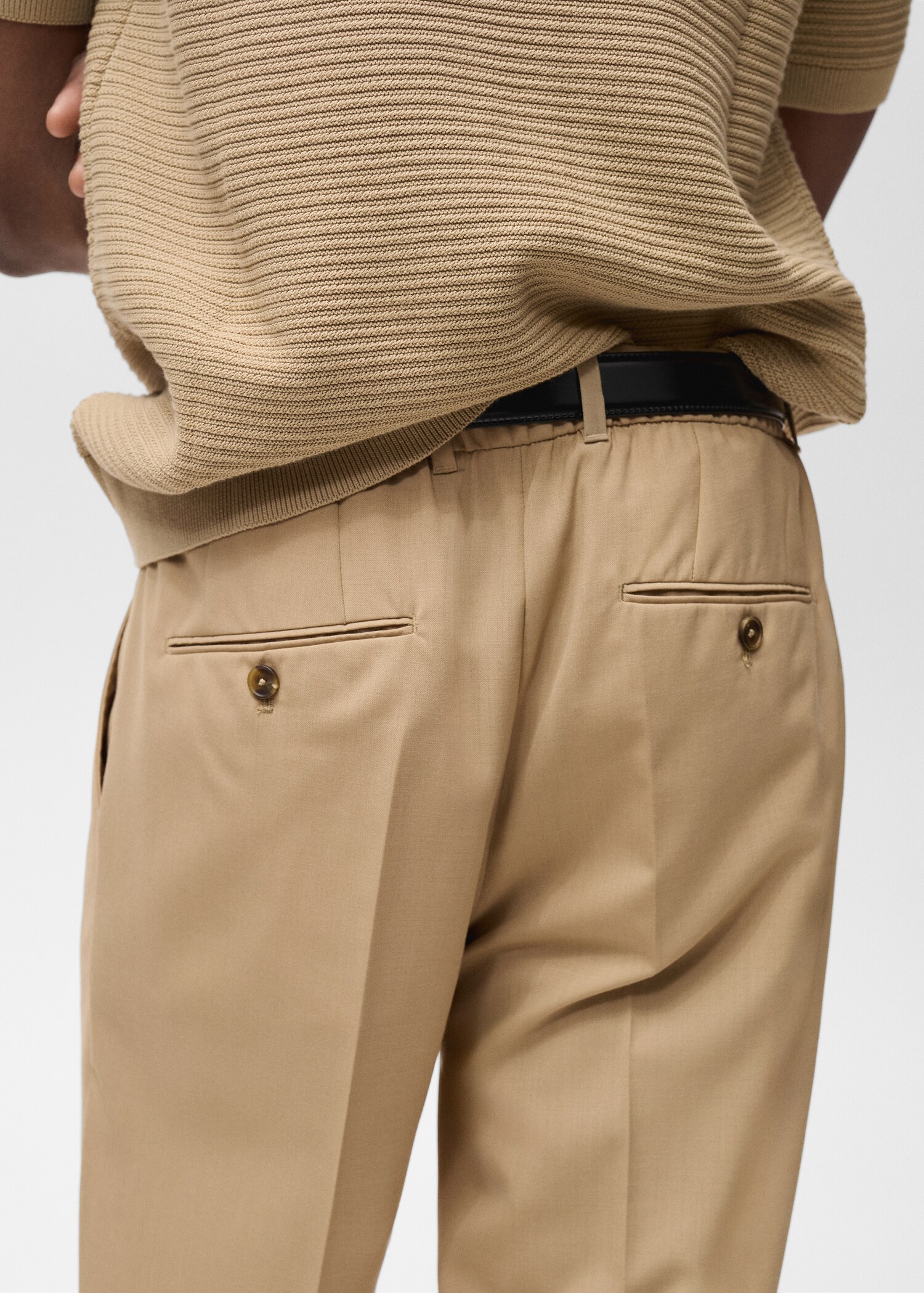 Slim-fit pleated cool wool pants - Details of the article 6