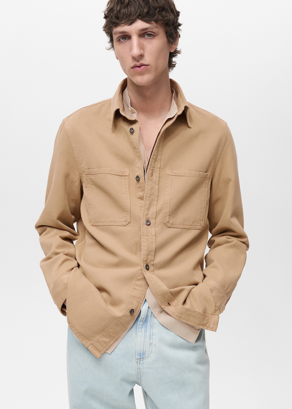 Regular-fit cotton lyocell overshirt