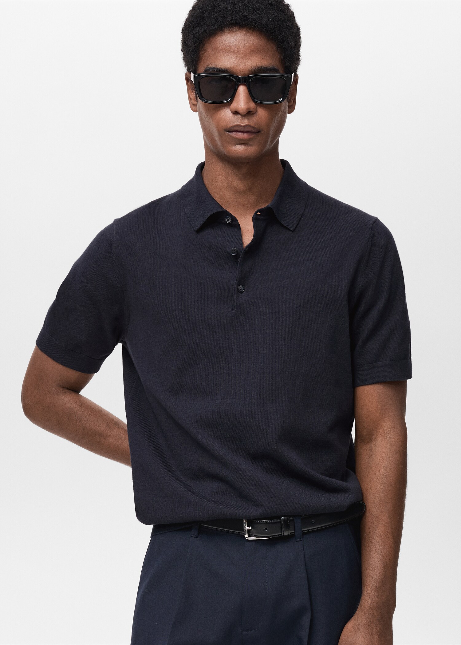 100% cotton fine-knit polo shirt - Medium plane