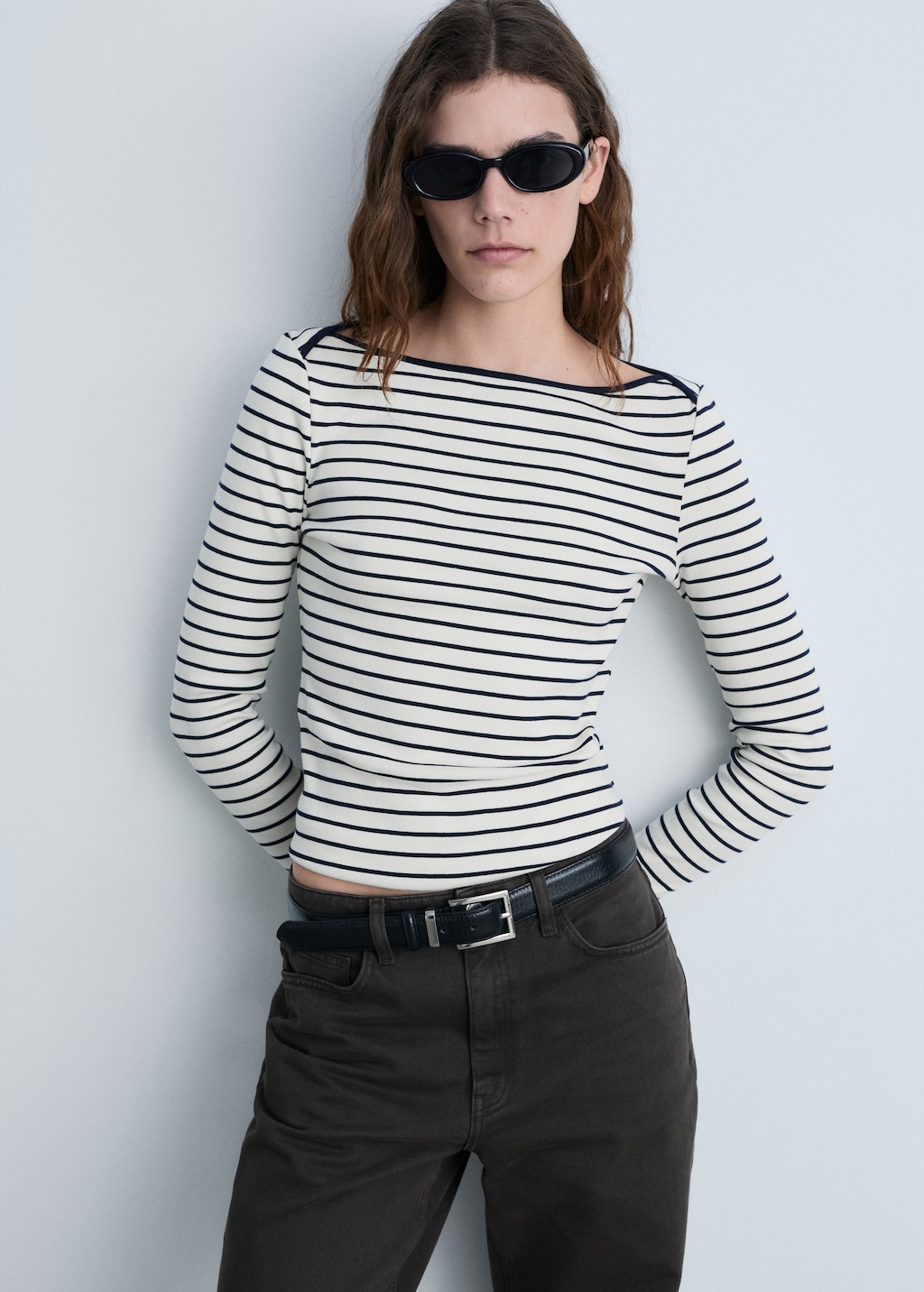 Mango Striped boat-neck t-shirt