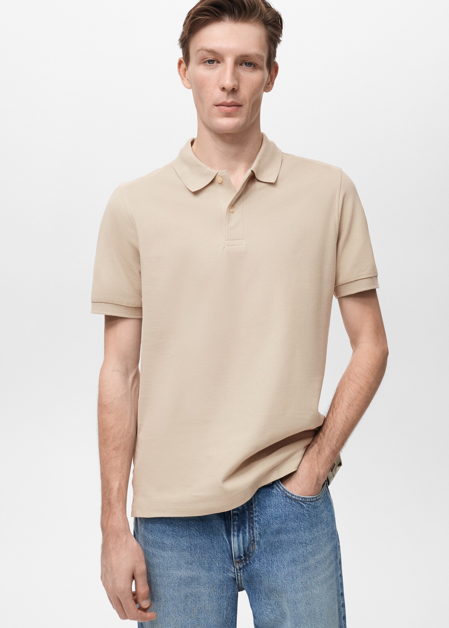 Regular-fit cotton piqué polo shirt - Medium plane