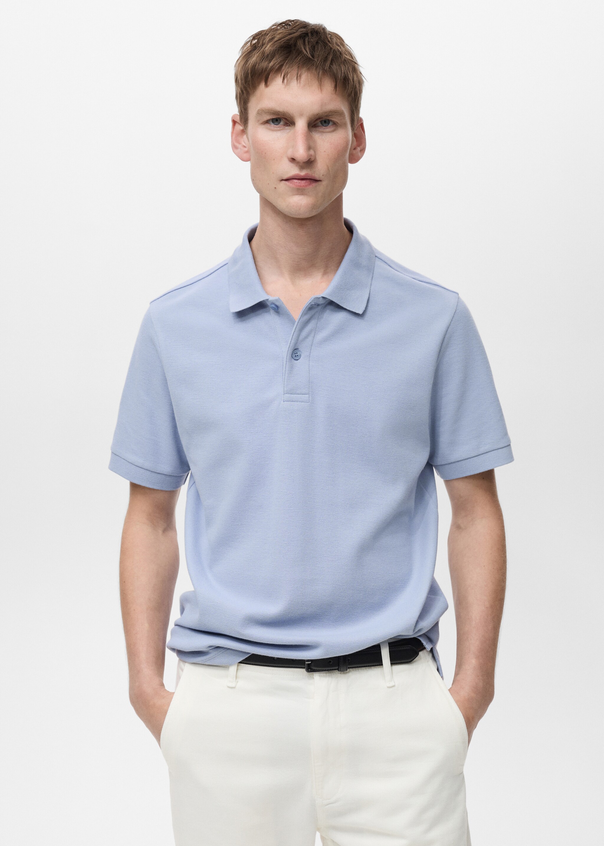 Regular-fit cotton piqué polo shirt - Medium plane