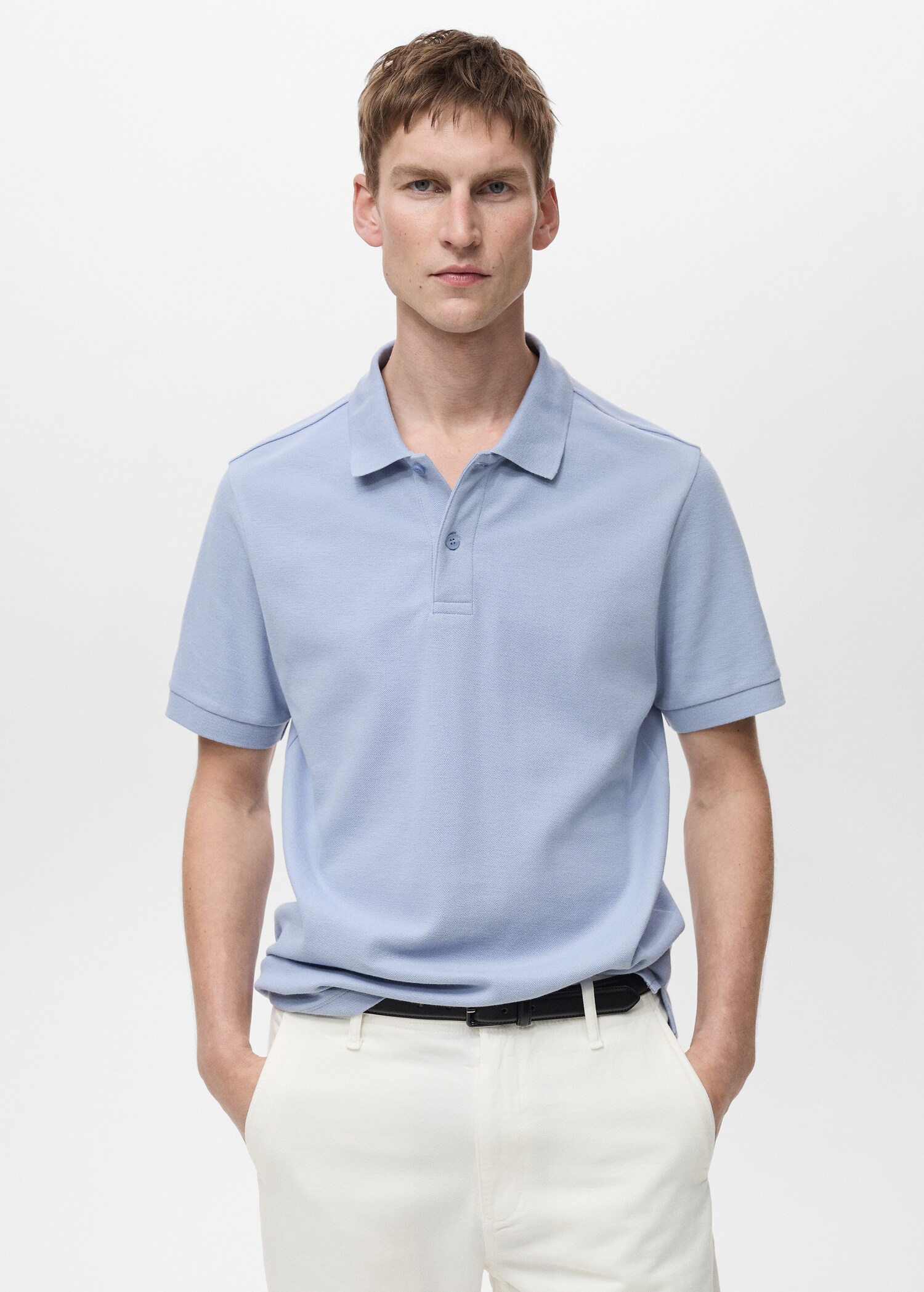 Regular-fit cotton piqué polo shirt - Medium plane