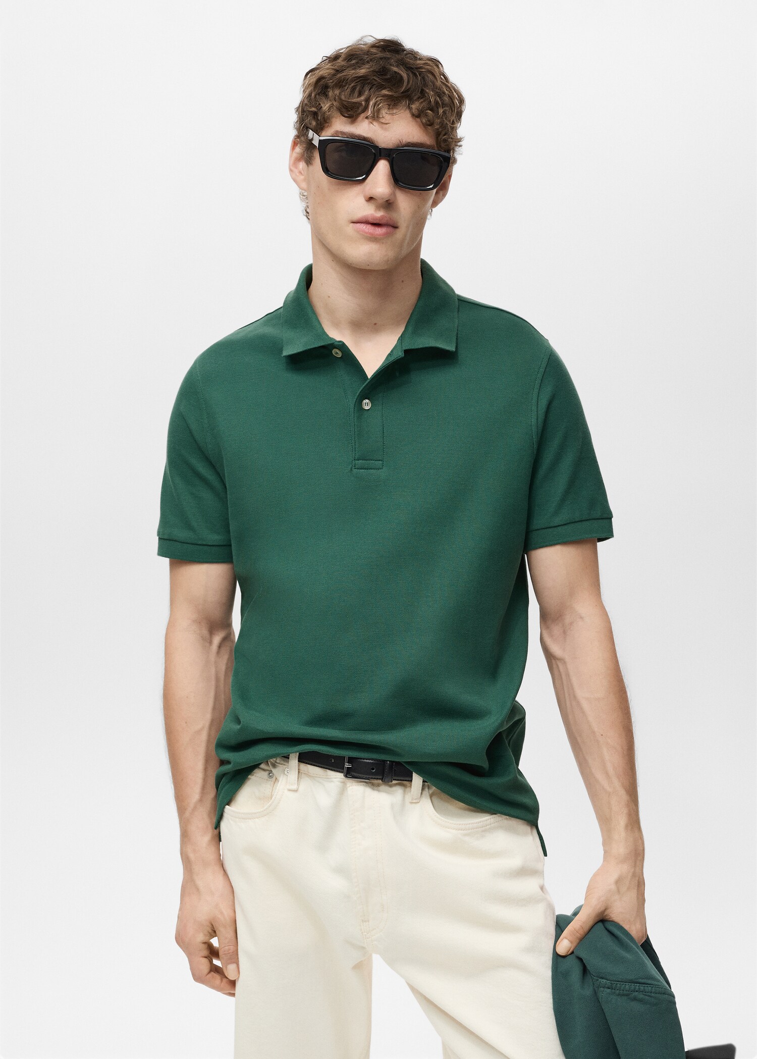 Regular-fit cotton piqué polo shirt - Medium plane