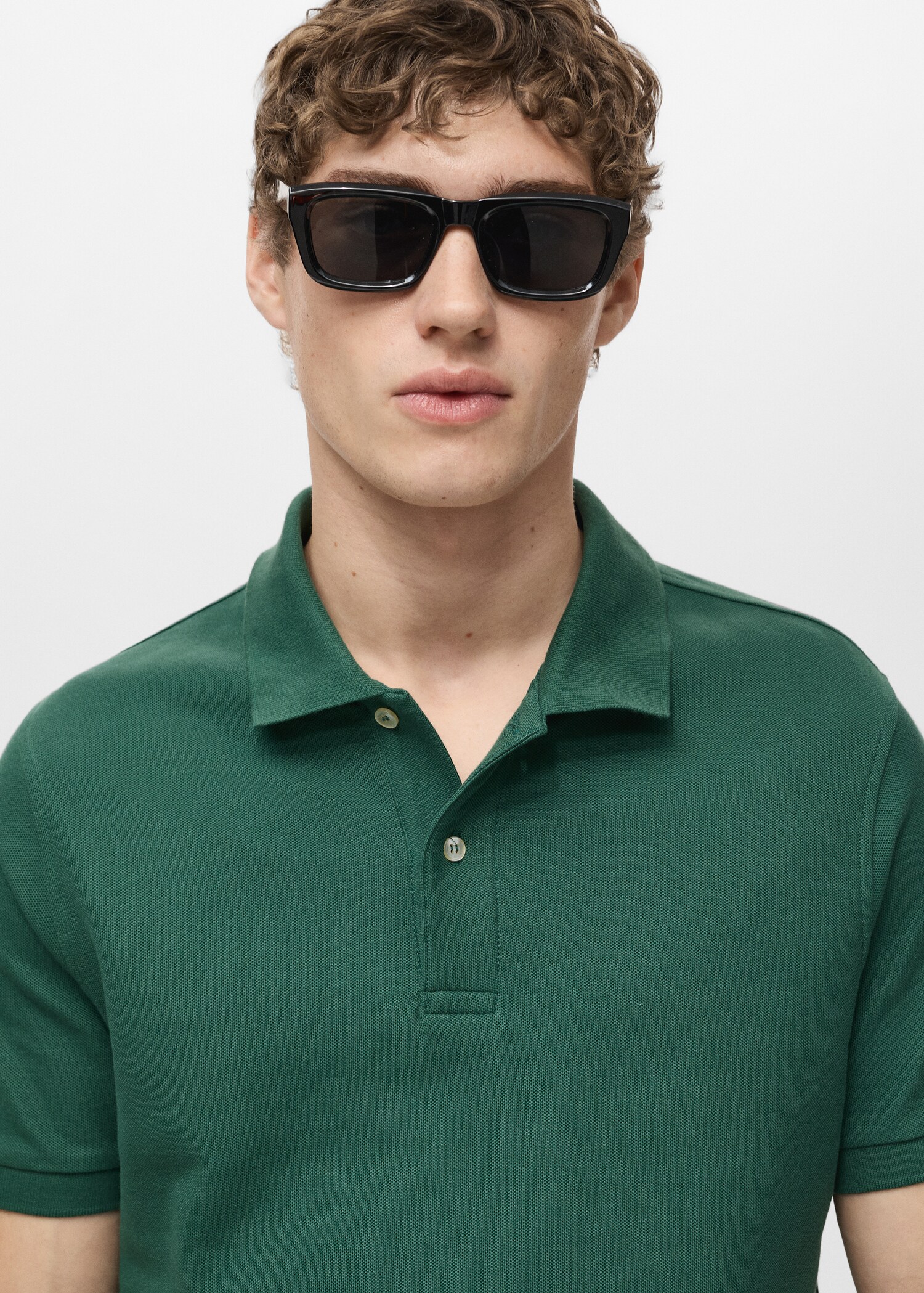 Regular-fit cotton piqué polo shirt - Details of the article 1