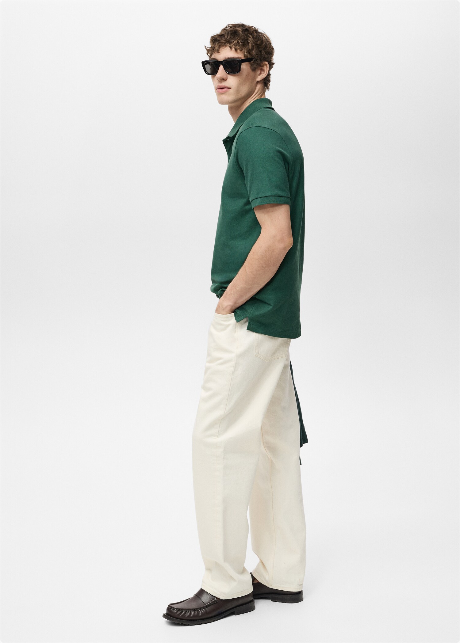 Regular-fit cotton piqué polo shirt - Details of the article 2