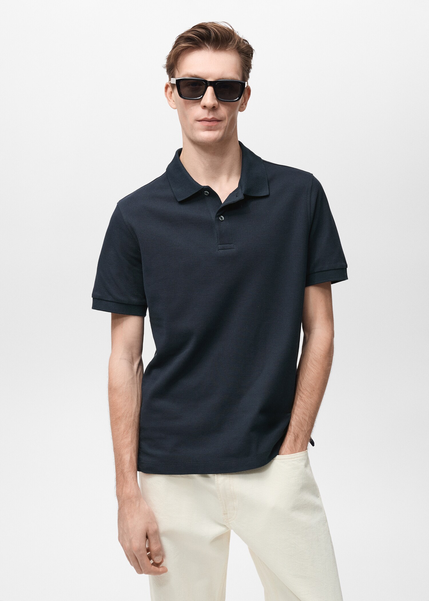 Regular-fit cotton piqué polo shirt - Medium plane