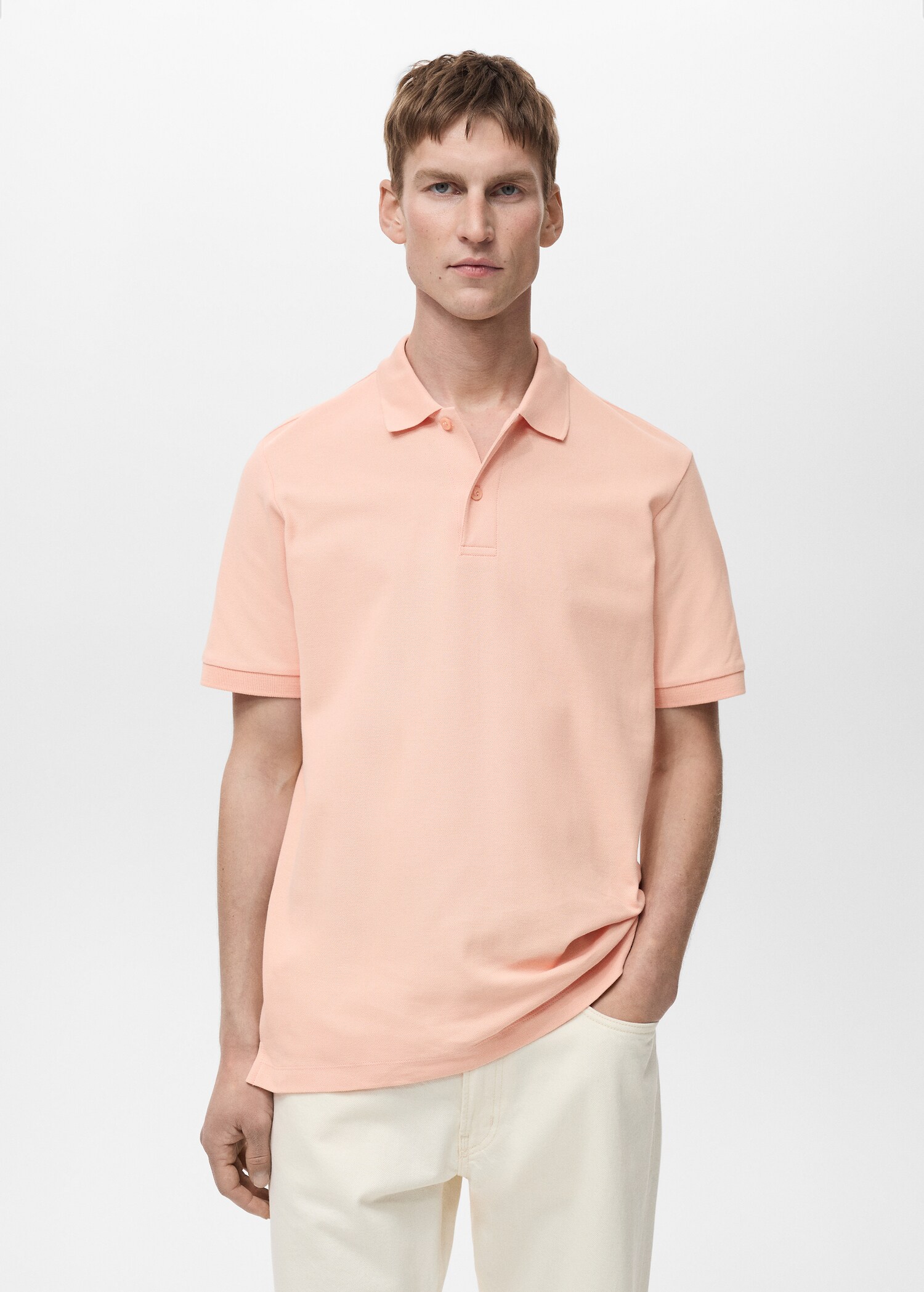 Regular-fit cotton piqué polo shirt - Medium plane