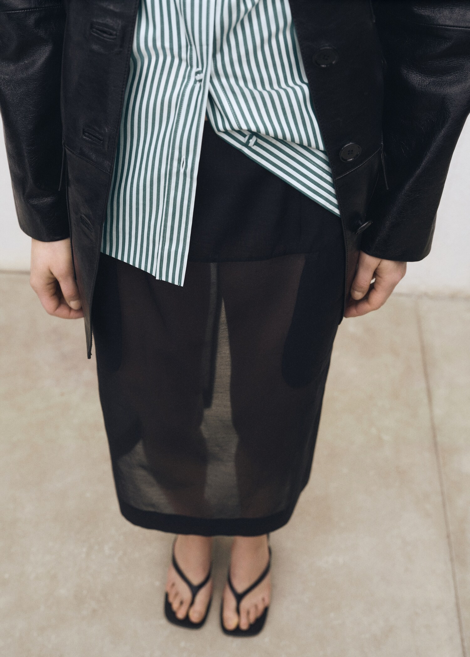 Semi-transparent silk midi-skirt - Medium plane