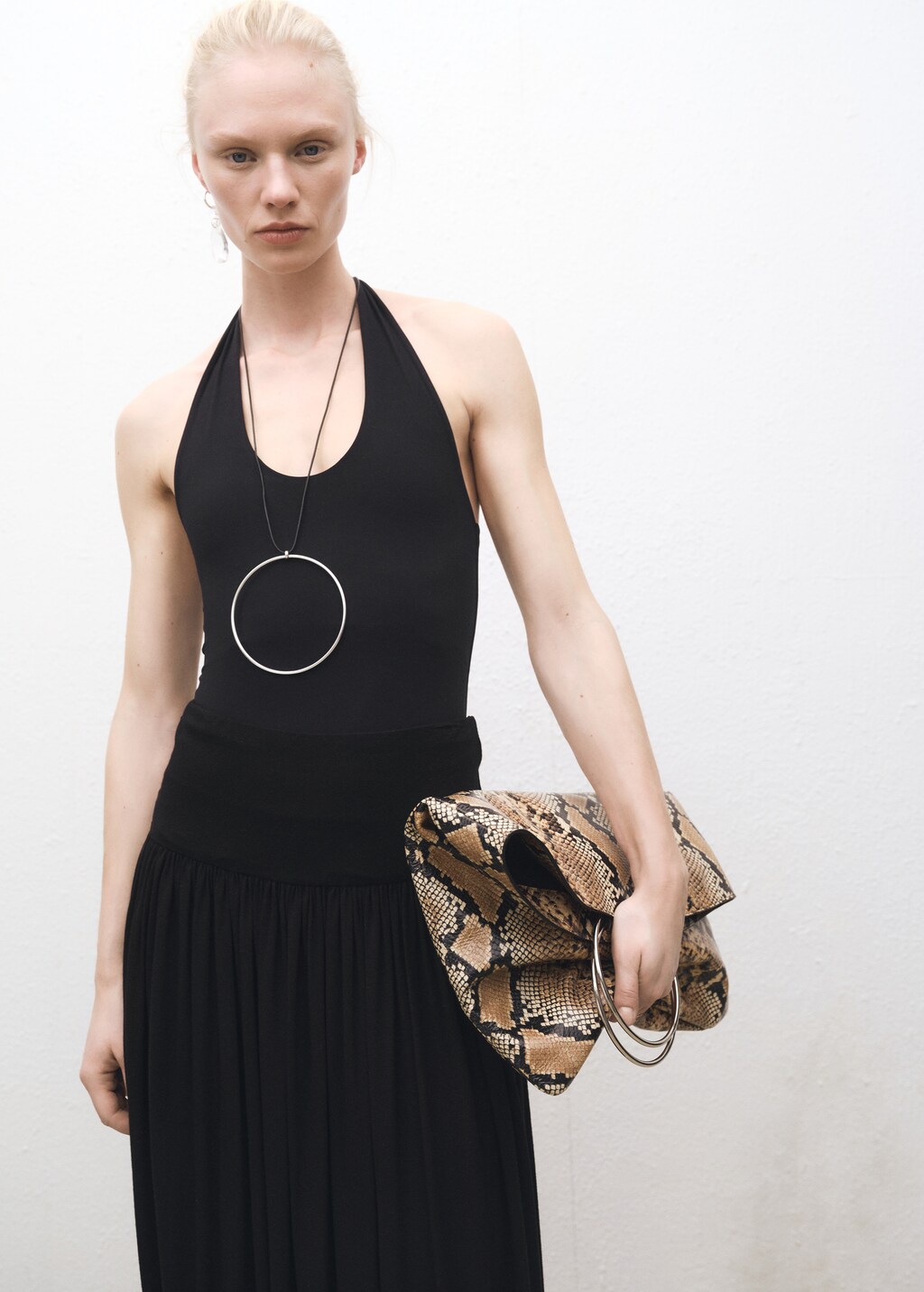 Open-back halter bodysuit