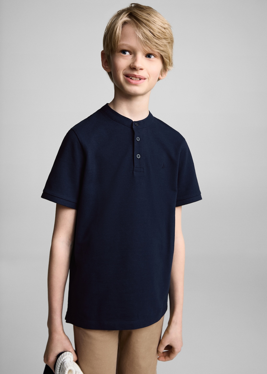 Mao collar polo shirt