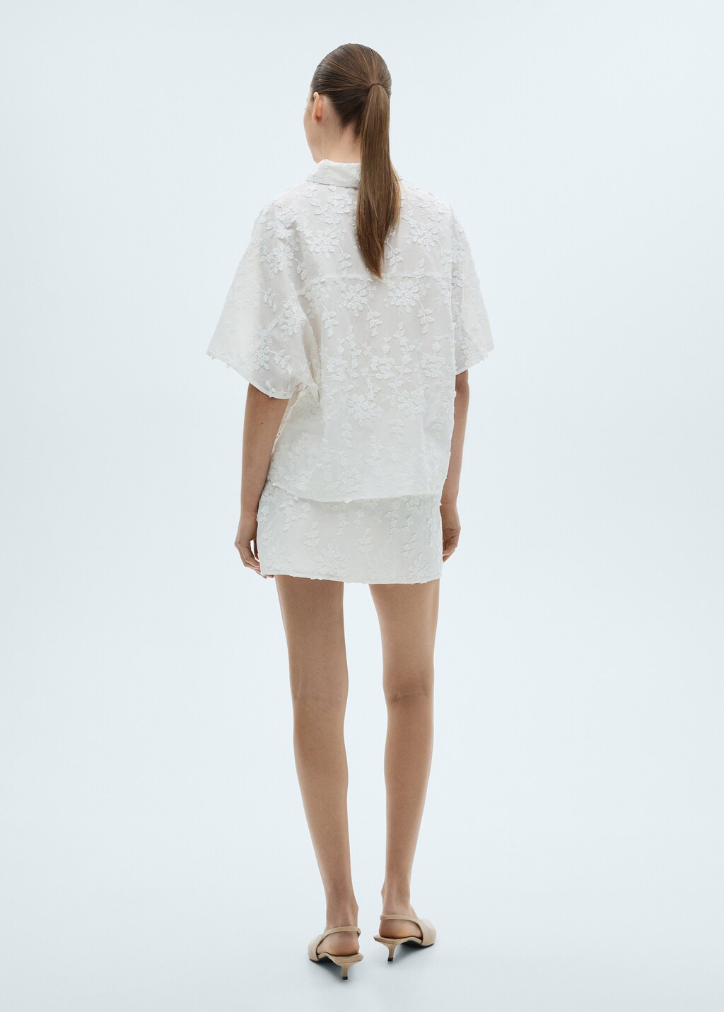 Floral-embroidered cotton skirt - image 3