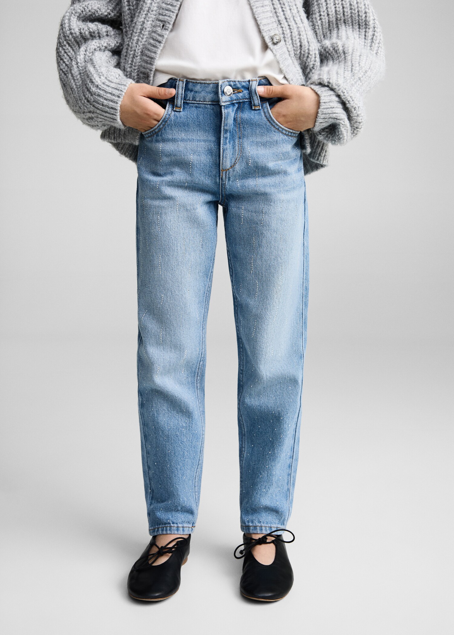 Mom-fit jeans with shiny detail - Medium plane