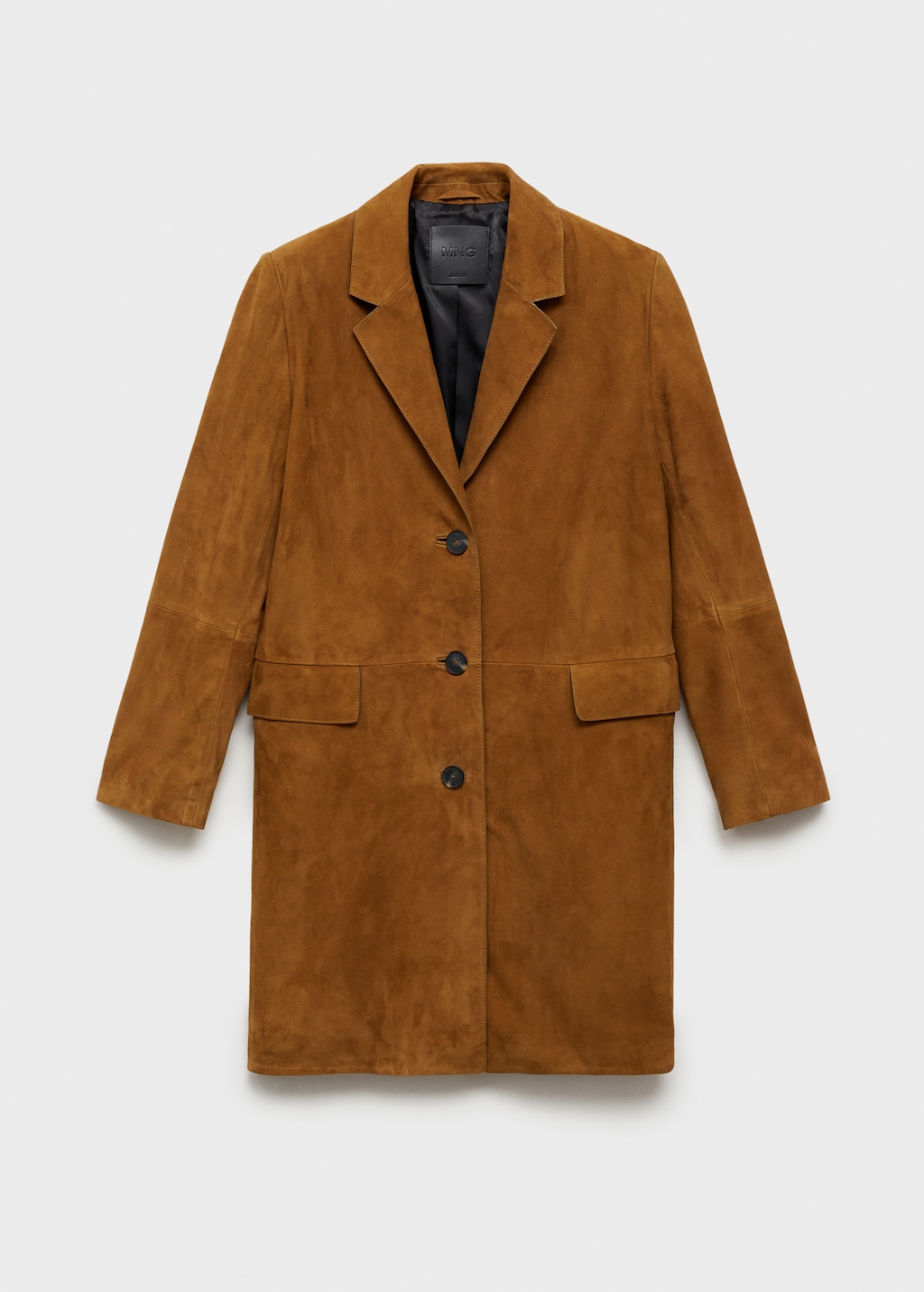 Mango Lapelled suede coat thumbnail