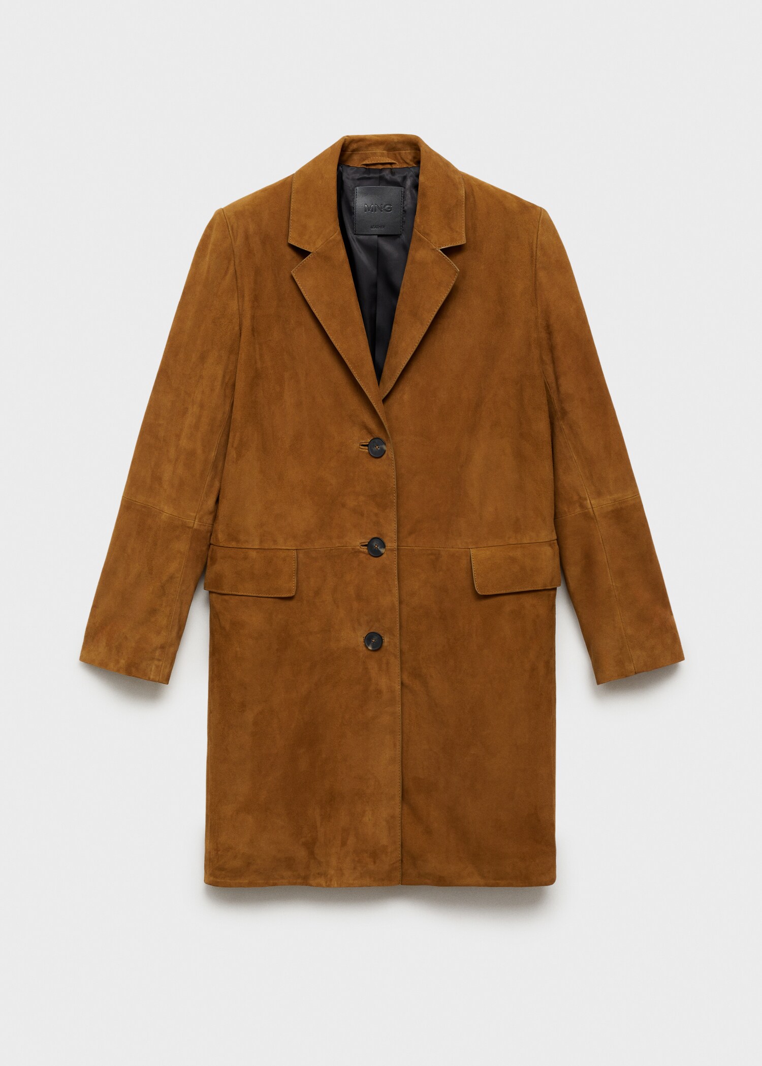 Lapelled suede coat - Article without model