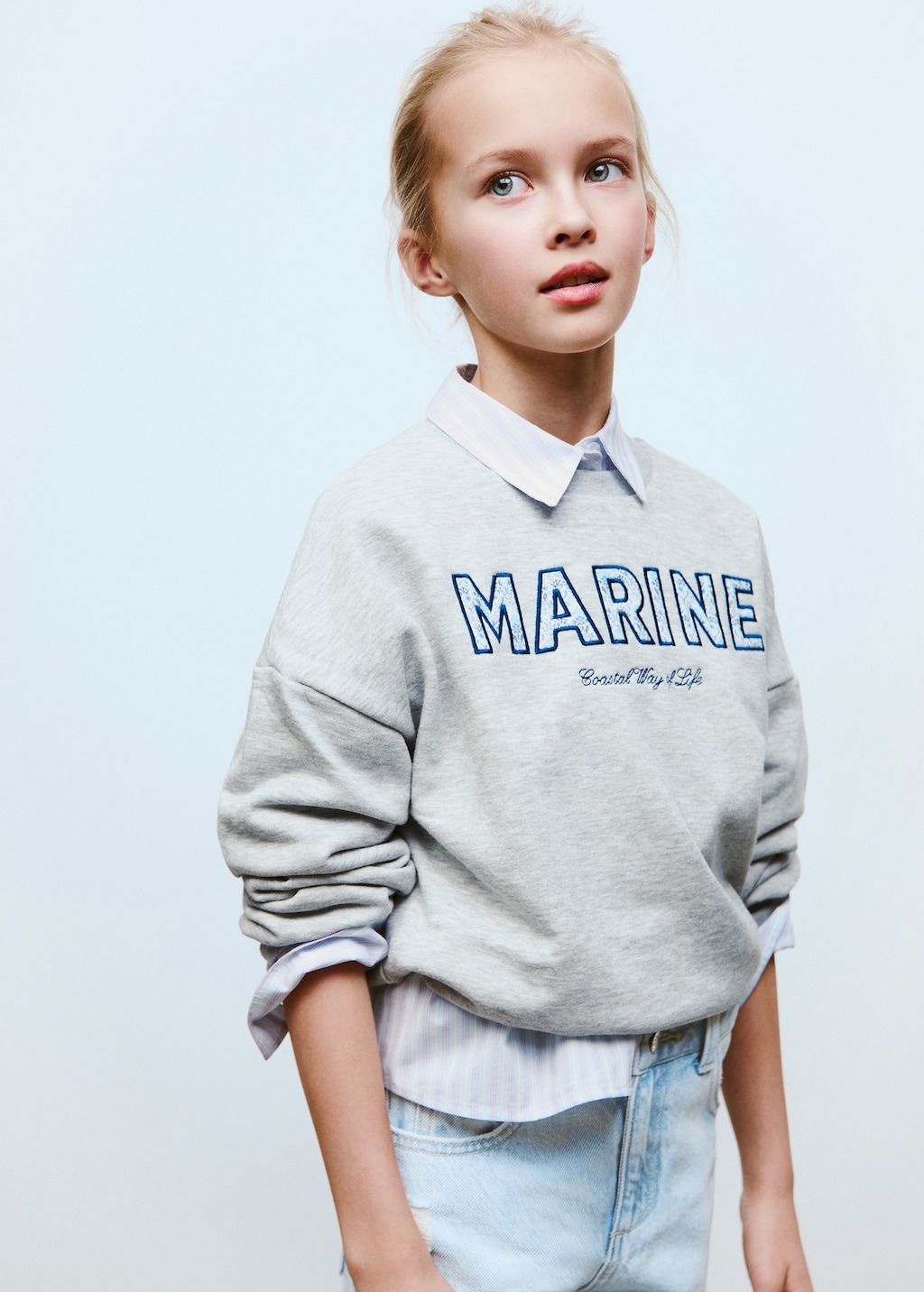 Cotton sweatshirt with embroidered message - Kids | MANGO USA Cotton sweatshirt with embroidered message - Kids | MANGO USA