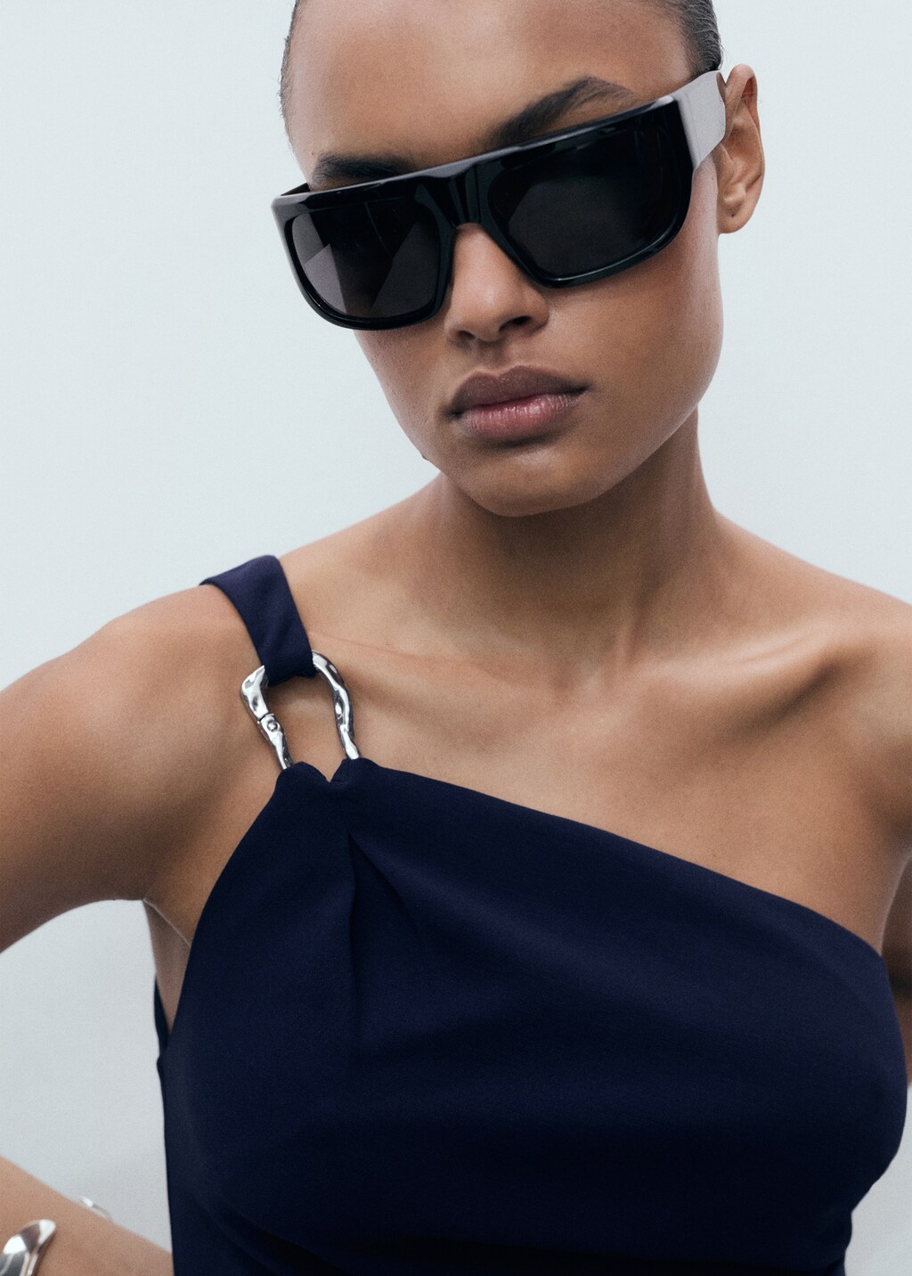 Mango Asymmetrical jumpsuit with metallic detail