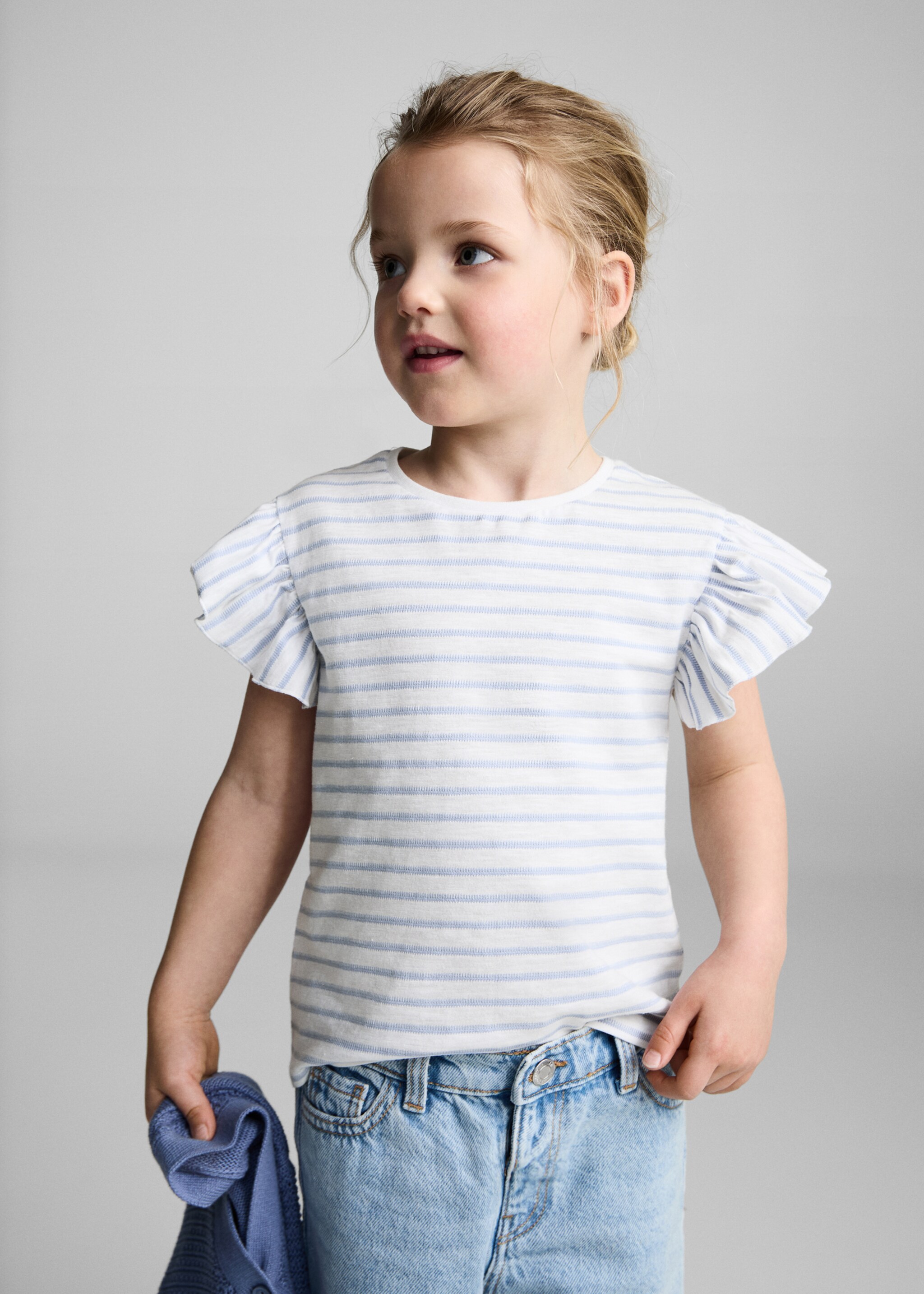 Gestreiftes T-Shirt aus 100 % Baumwolle - Mittlere Ansicht