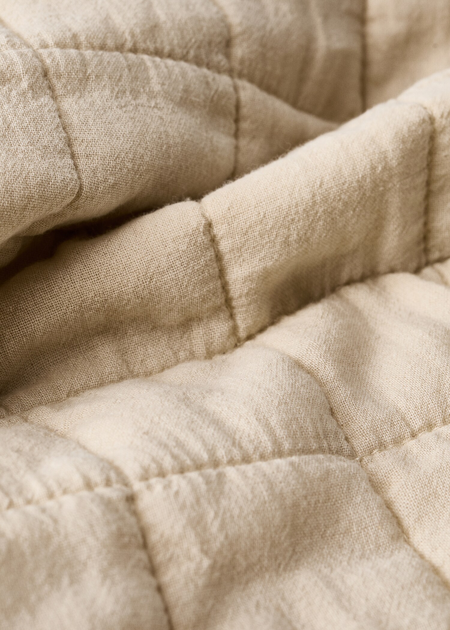 Washed cotton checked cot bedspread - Details of the article 1