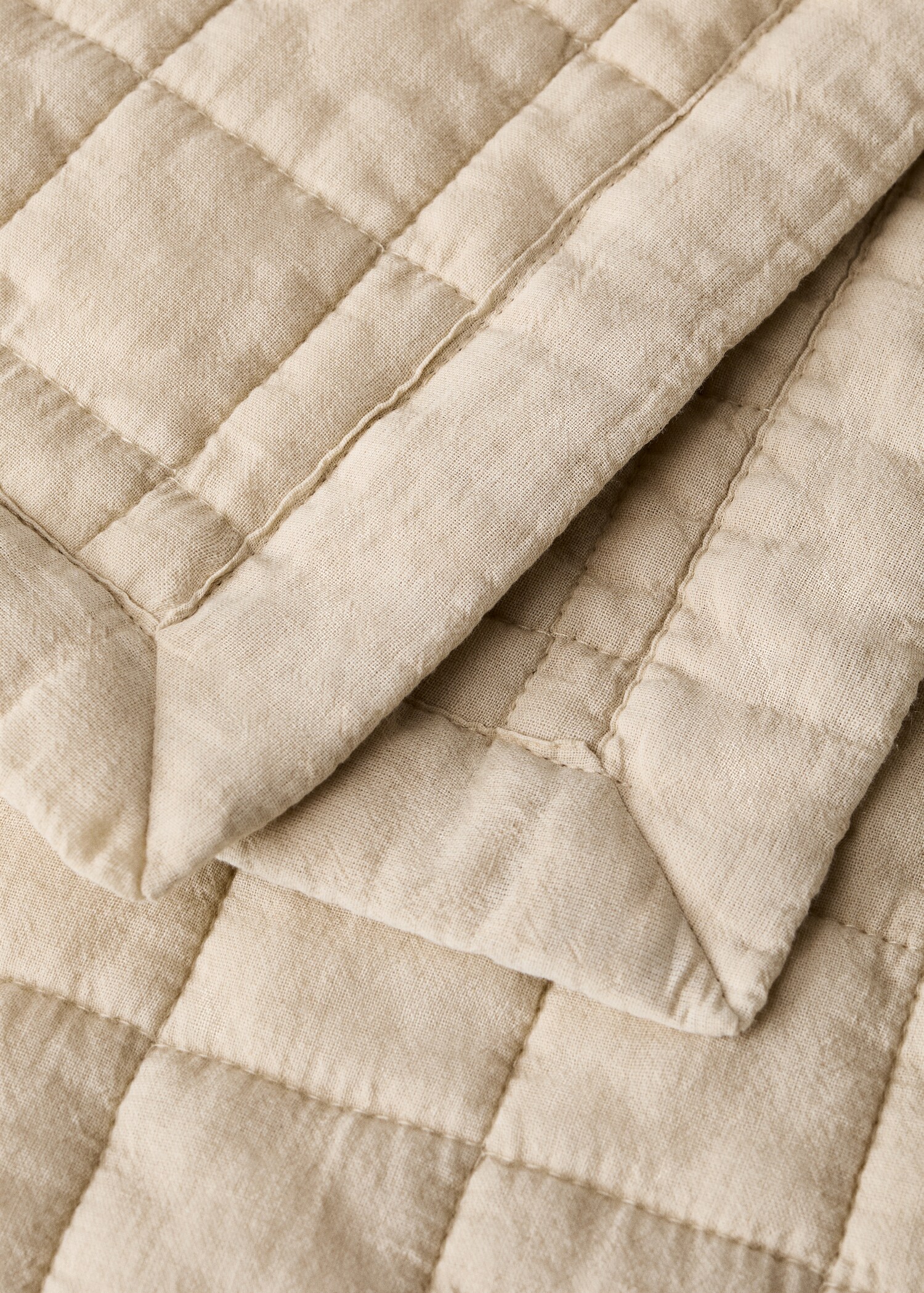 Washed cotton checked cot bedspread - Details of the article 2