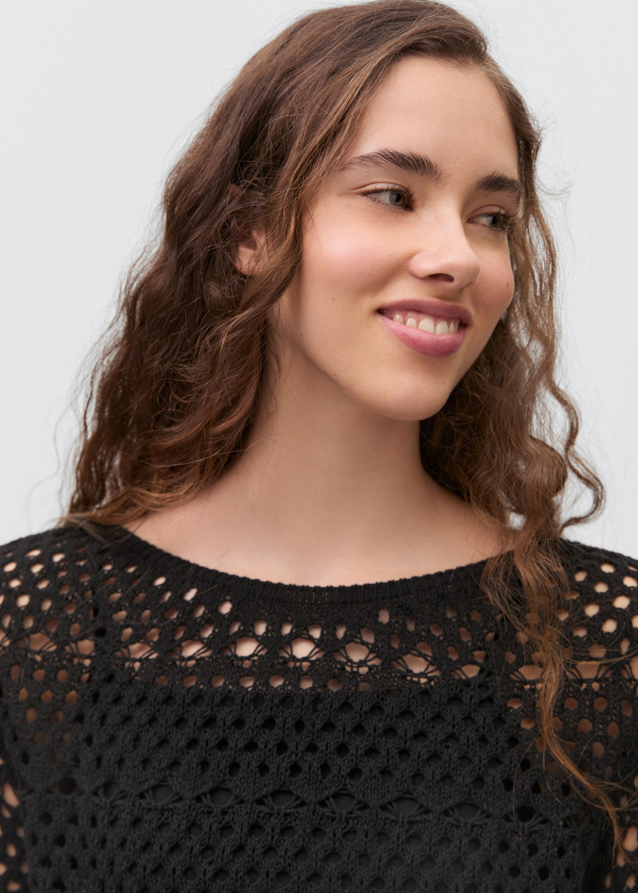 Fringed detail openwork sweater - Details of the article 1
