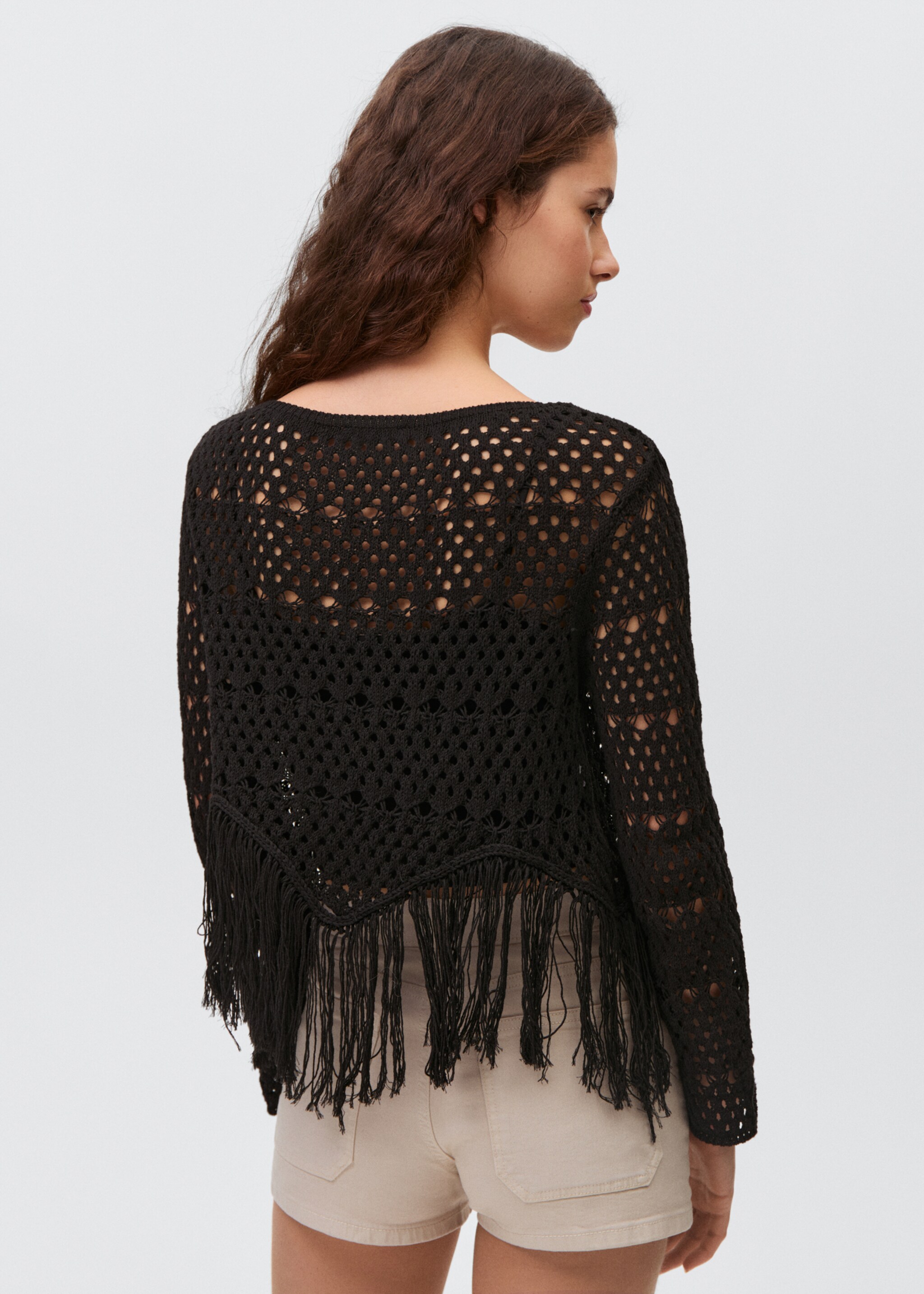 Fringed detail openwork sweater - Reverse of the article