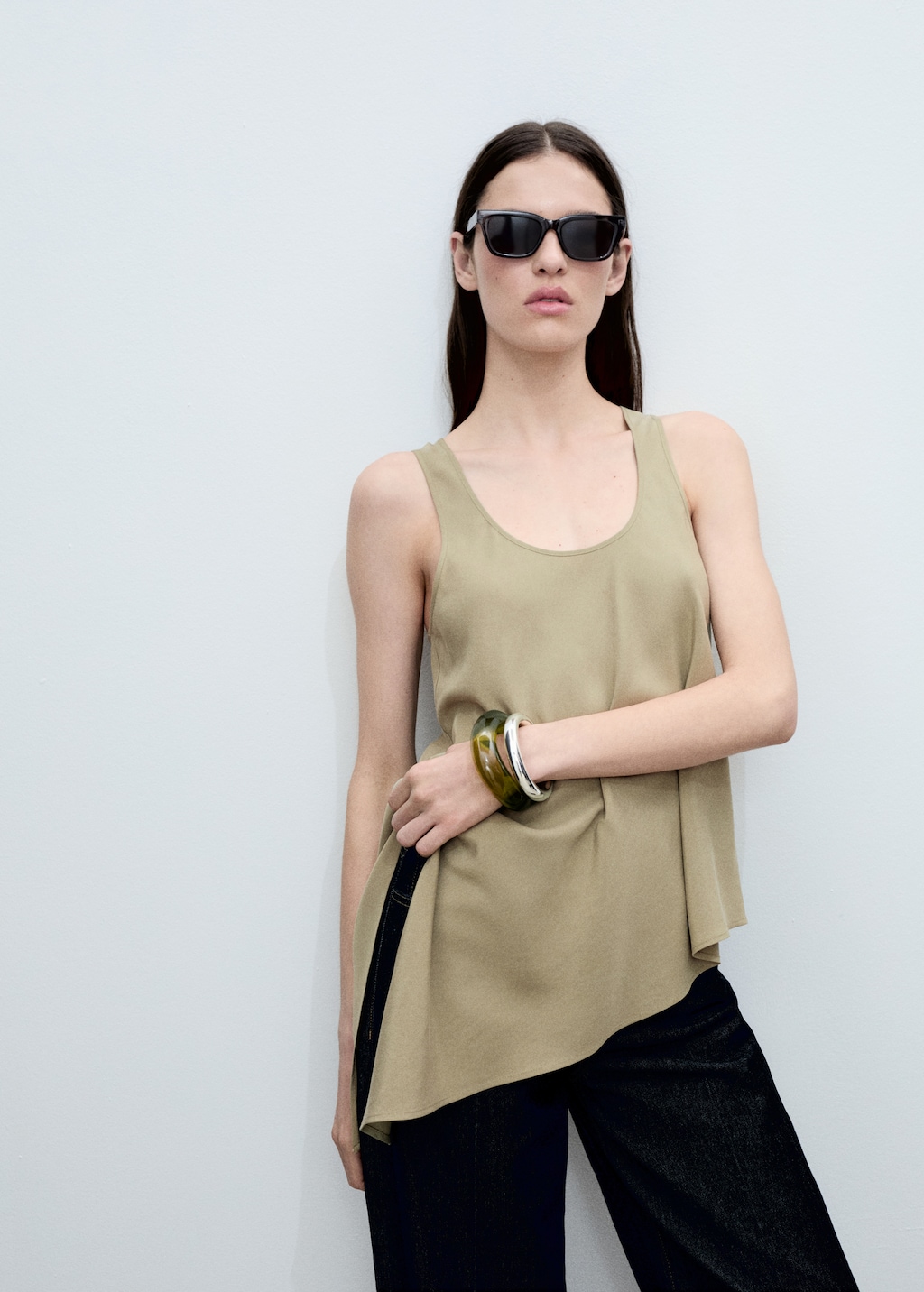 Mango Asymmetrical lyocell top