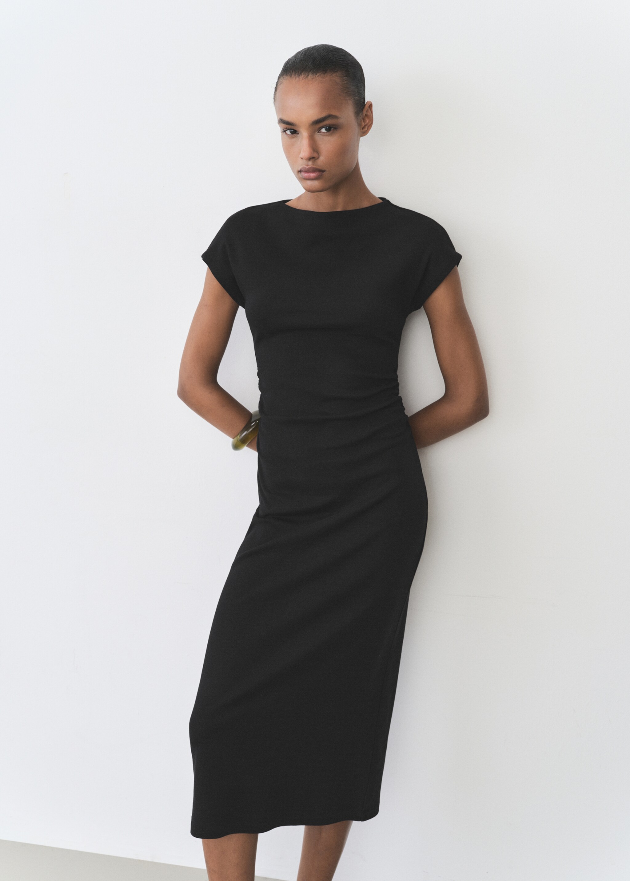 Midi-dress with draped detail - Medium plane