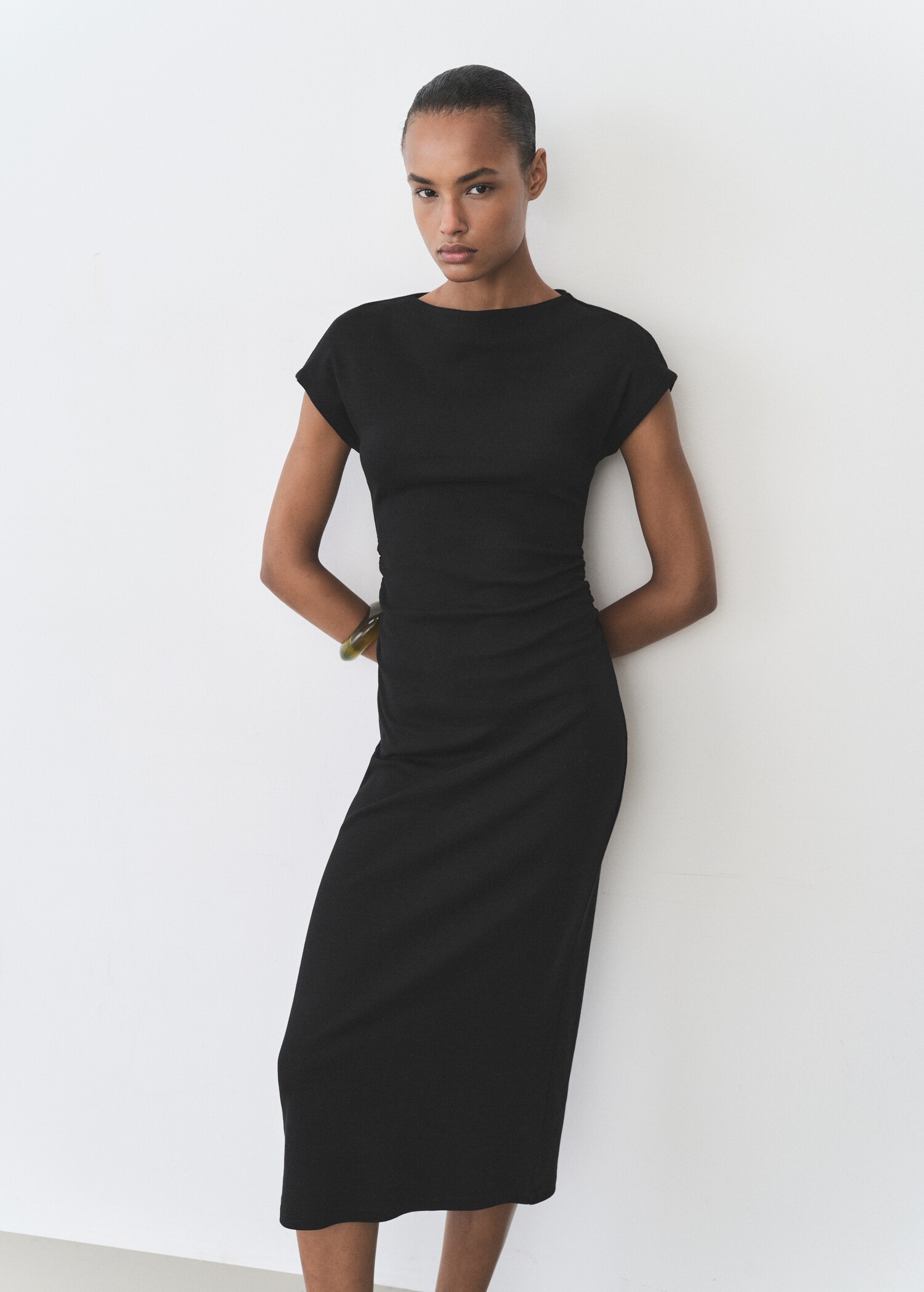 Midi-dress with draped detail - Medium plane
